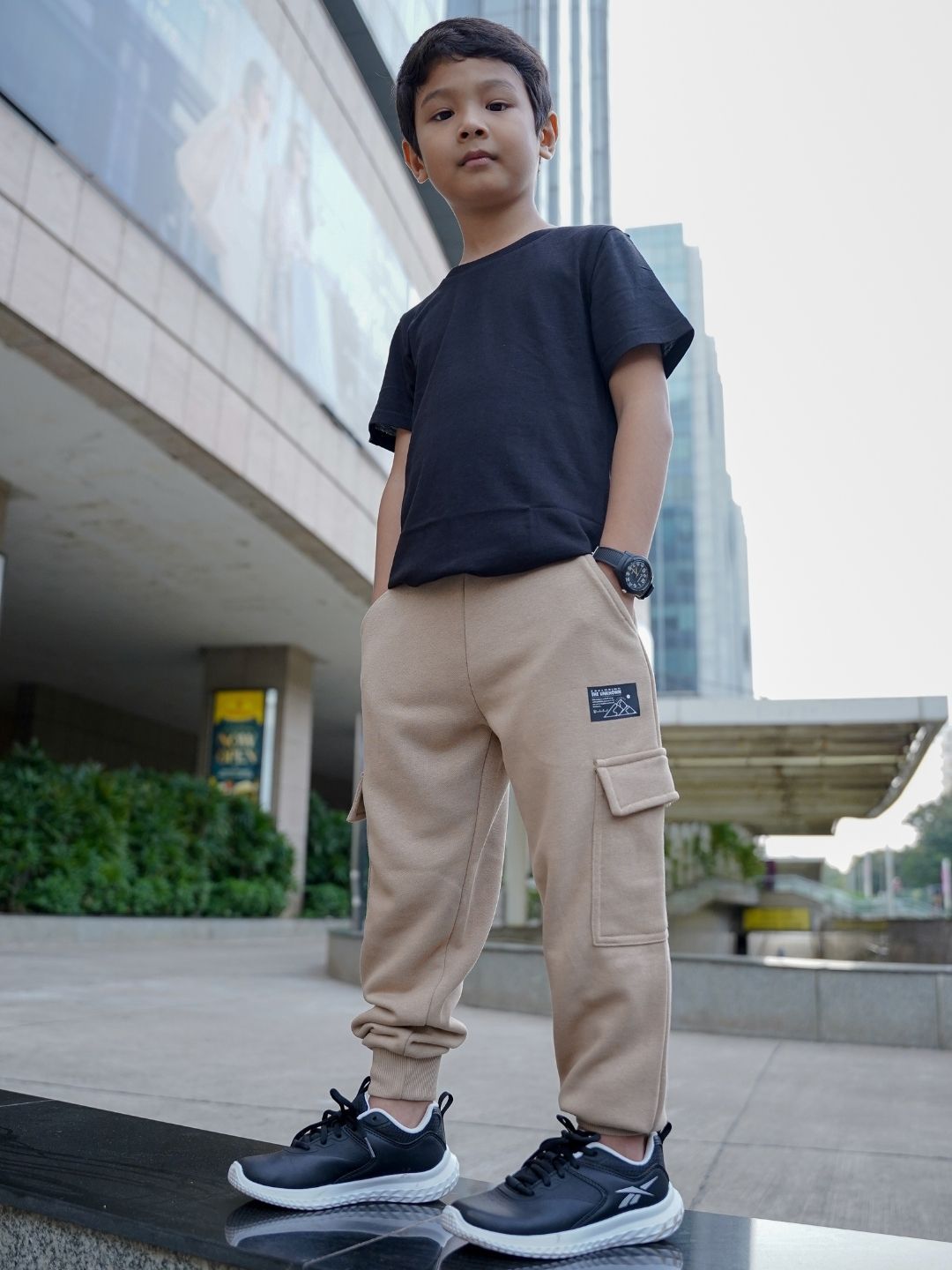 Nap Chief Kids Unisex Mid-Rise Cotton Cargo Joggers