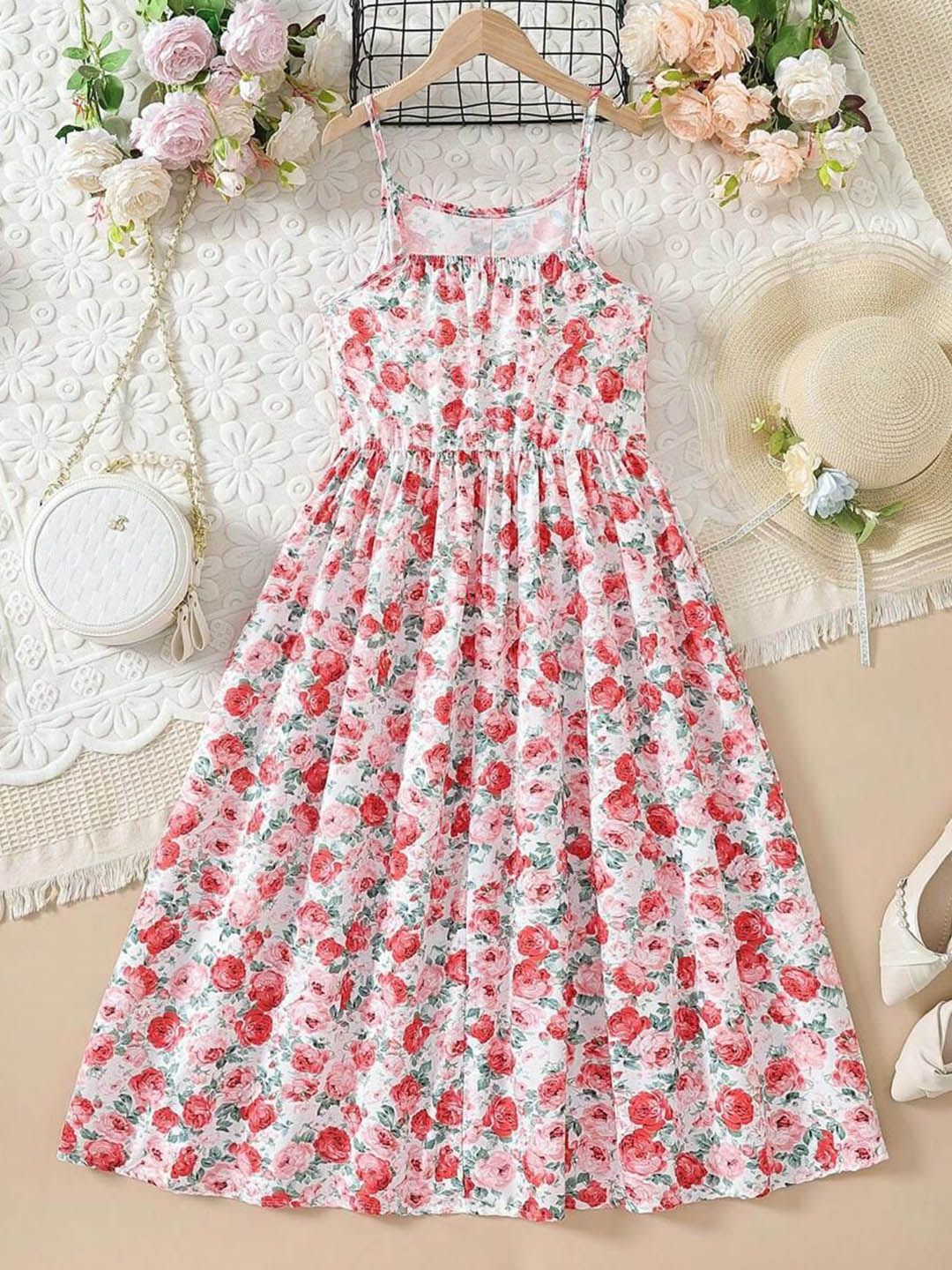 Buy BAESD Girls Floral Printed Smocked Fit & Flare Midi Dress - Dresses for  Girls 34769509 | Myntra