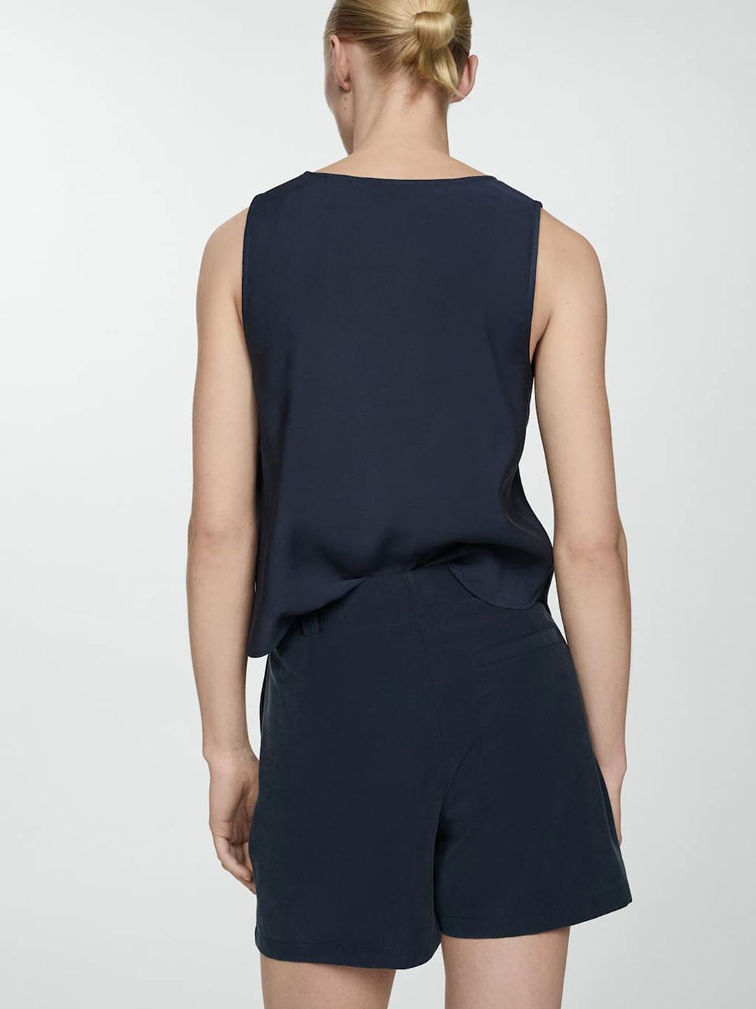 Pleated Mid-Rise Shorts