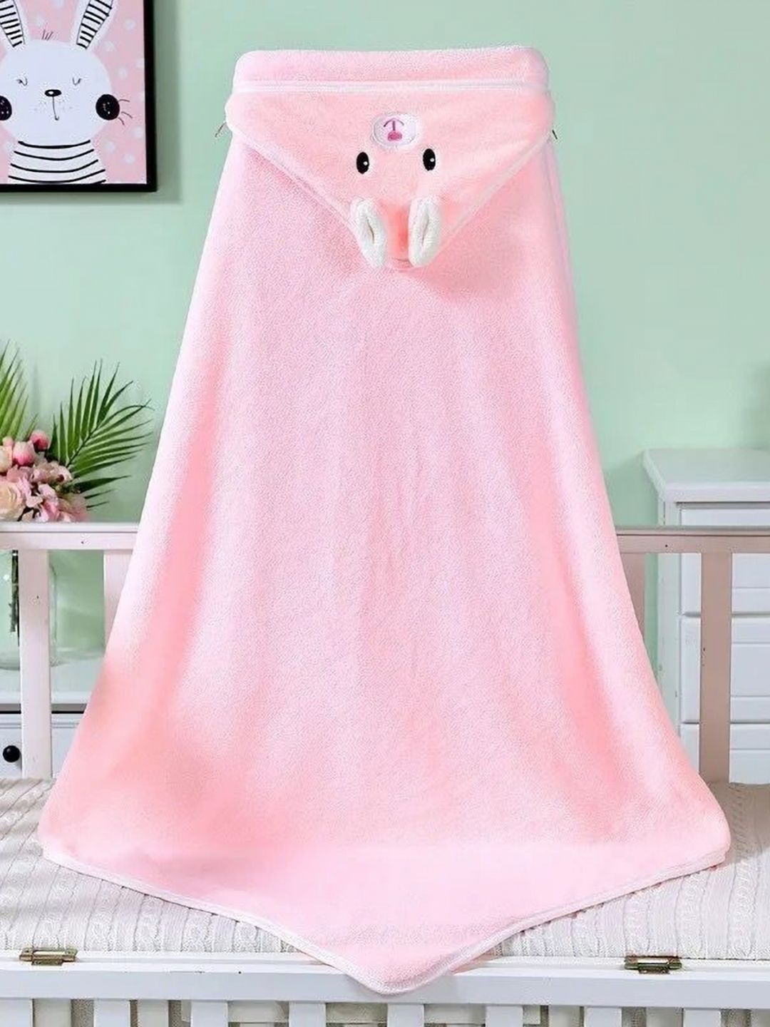 Butterthief Pink & Black Printed 250 GSM Hooded Bath Towel