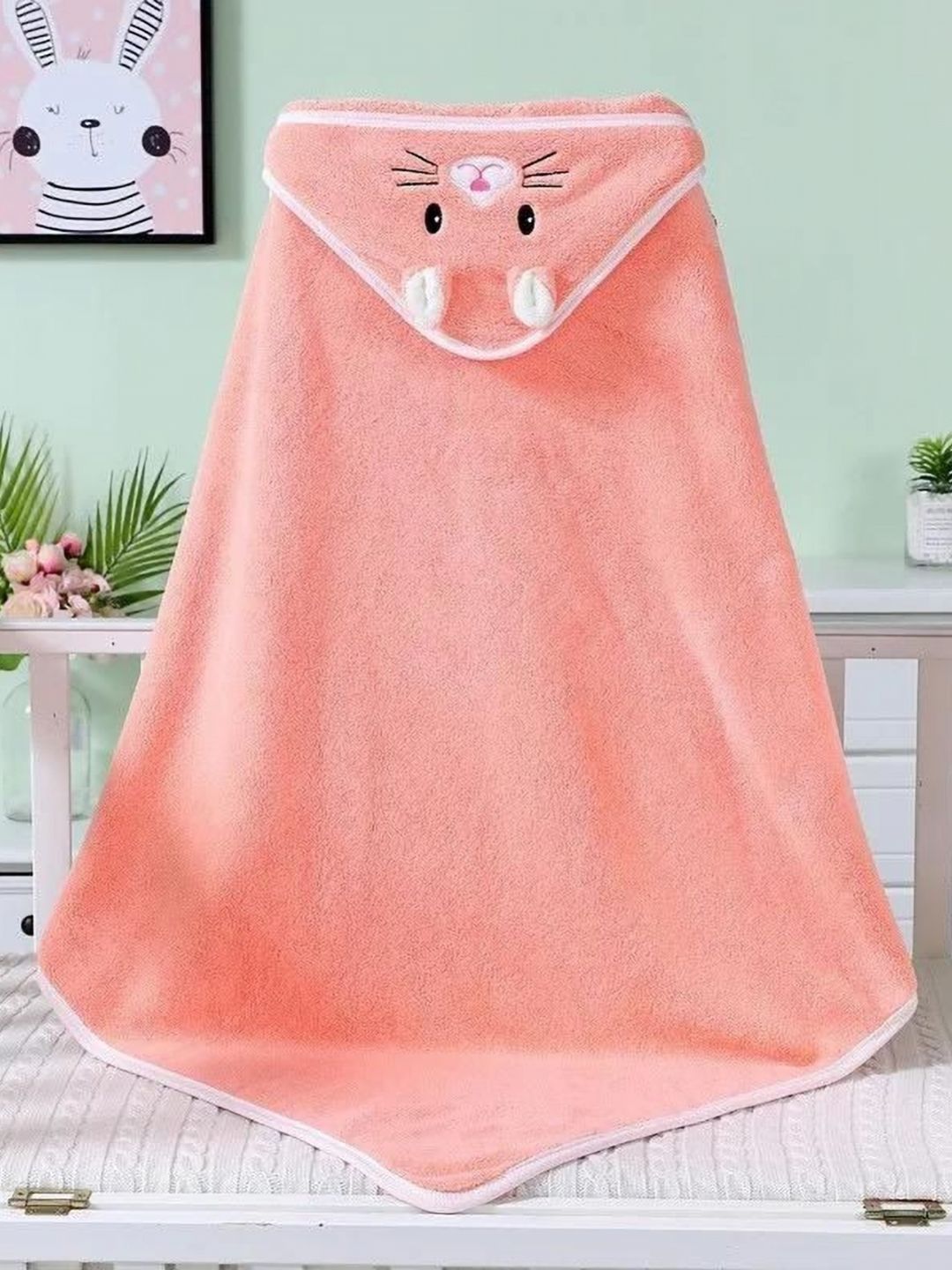 Butterthief Baby Peach-Coloured & Black Printed 250 GSM Bath Towel
