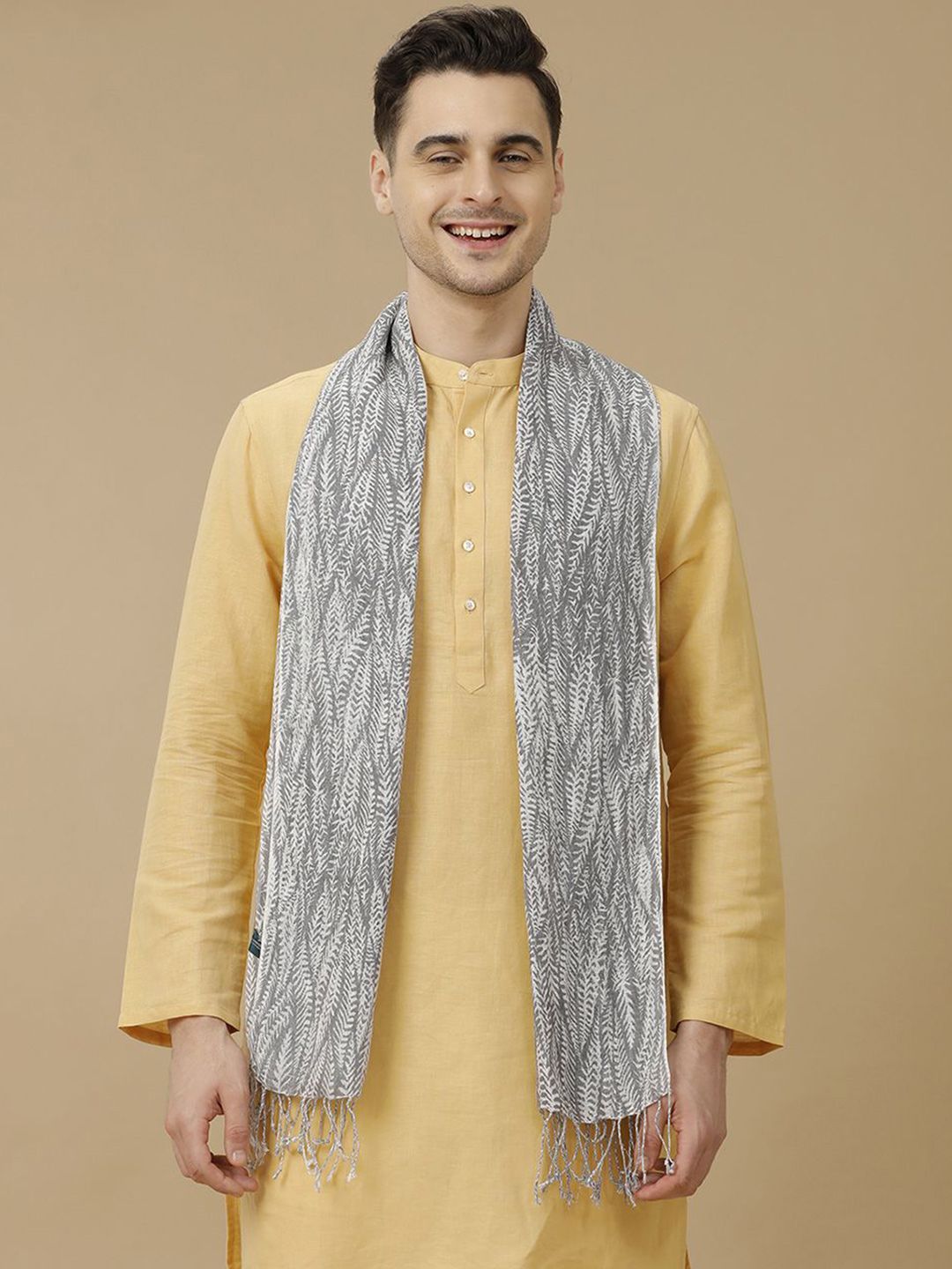 Linen Club Unisex Printed Pure Linen Stole