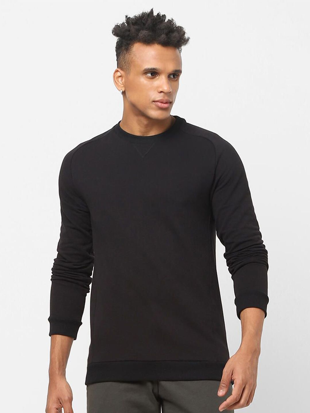 Domyos By Decathlon Men Round Neck Full Sleeves Cotton Pullover Sweatshirt