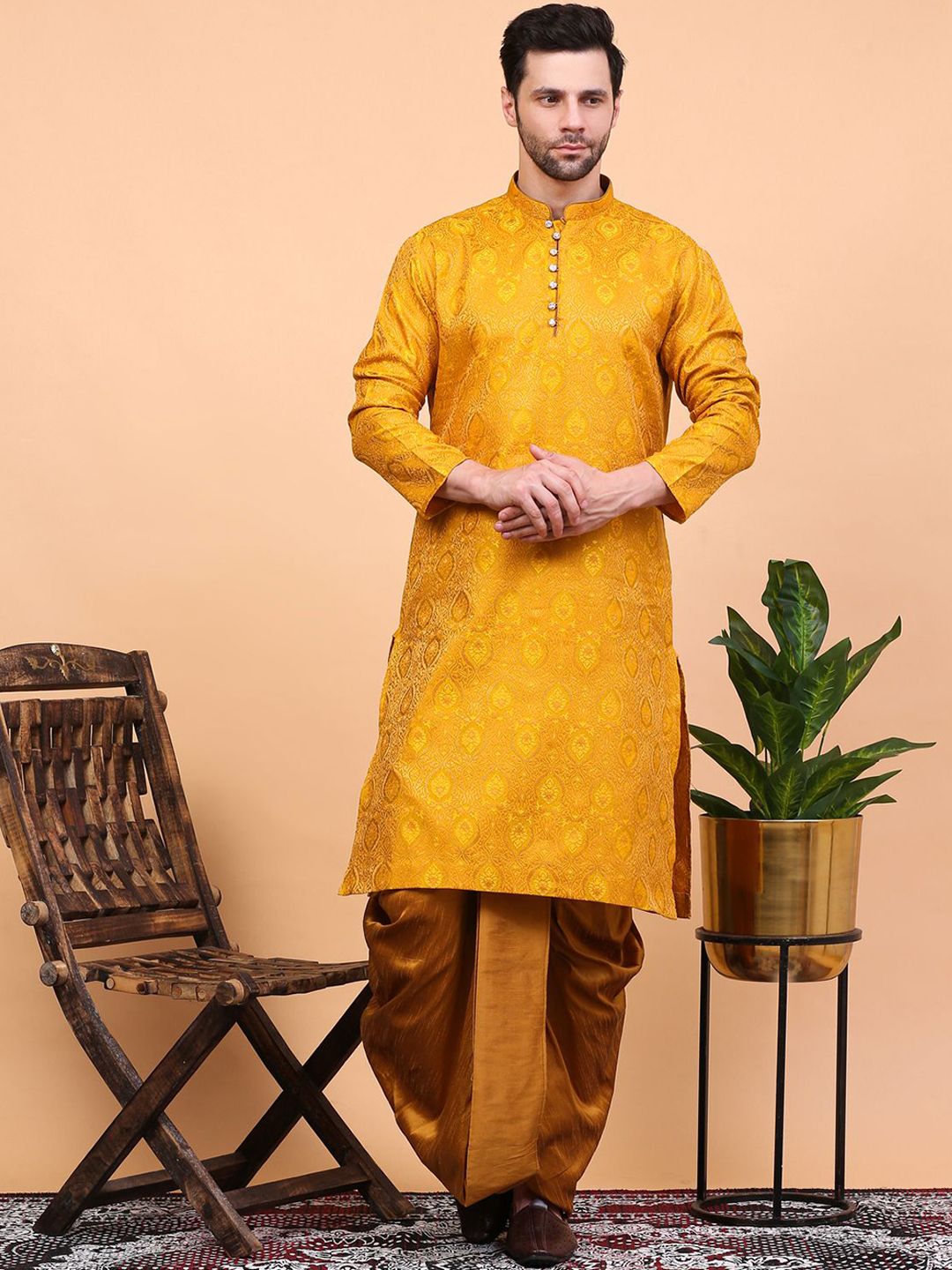 Sydney Heights Sydney Heights Ethnic Motifs Woven Design Kurta with Pyjamas