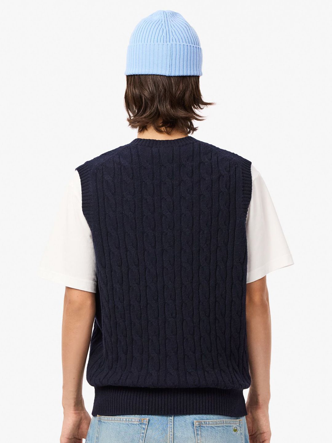 Buy Lacoste Men Cable Knit Woollen Sweater Vest - Sweaters for Men