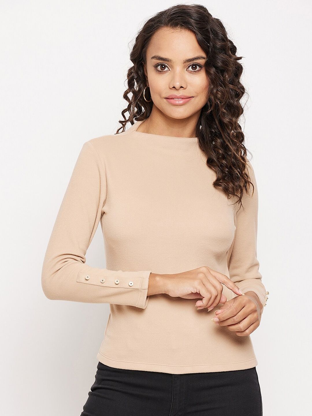 Madame Women Beige Solid Top Price in India