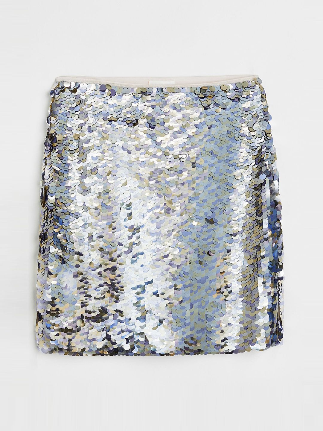 H&M Women Silver-Toned Sequined Skirt Price in India