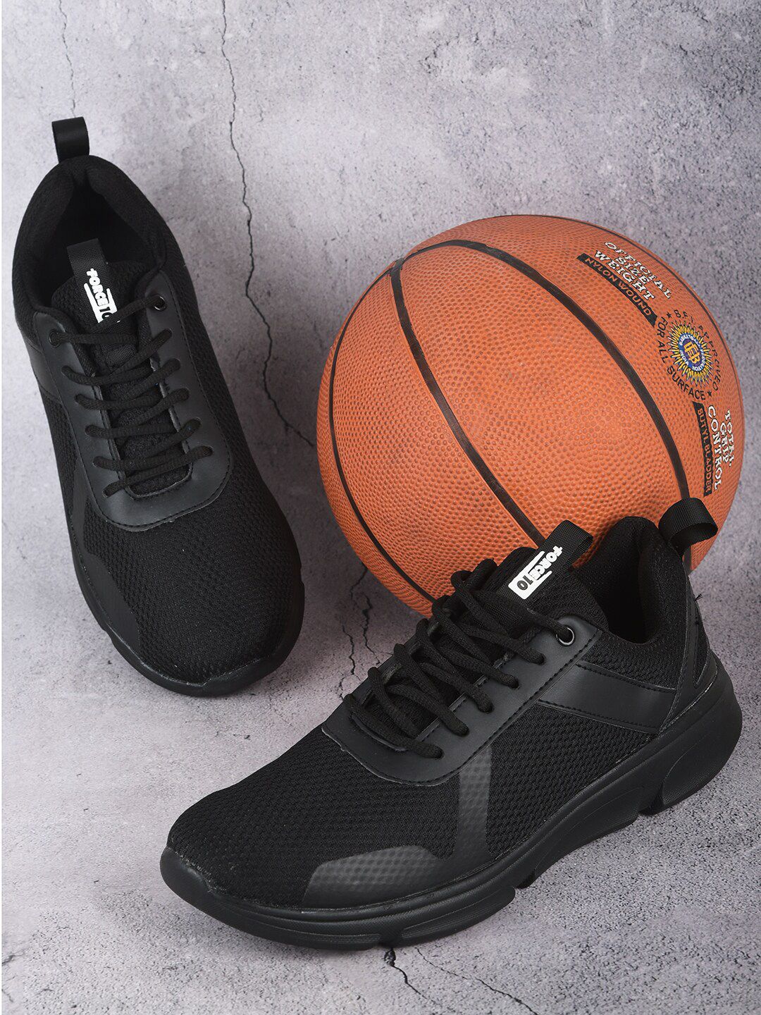 Liberty Men Black Mesh Walking Non-Marking Shoes