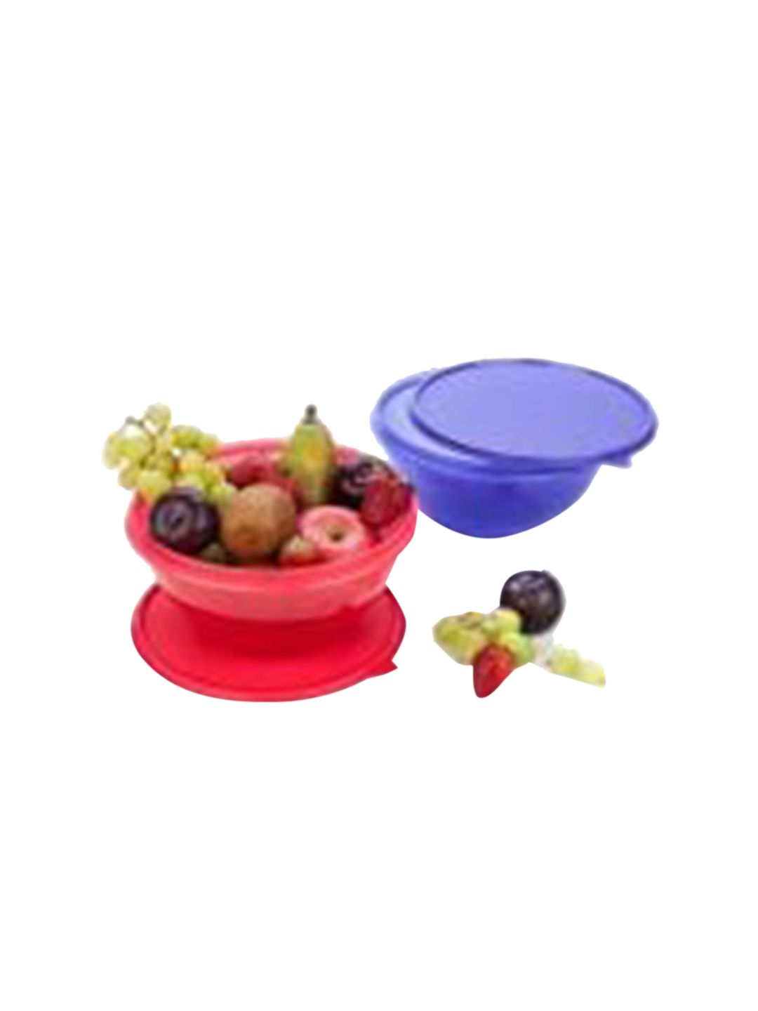 SignoraWare Set Of 2 Blue & Red Solid Plastic Food Containers With Lids Price in India