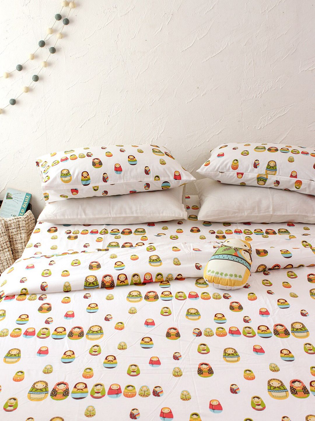 House This White & Green The Little Babushkas Printed AC Room 110 GSM Double Bed Dohar Price in India