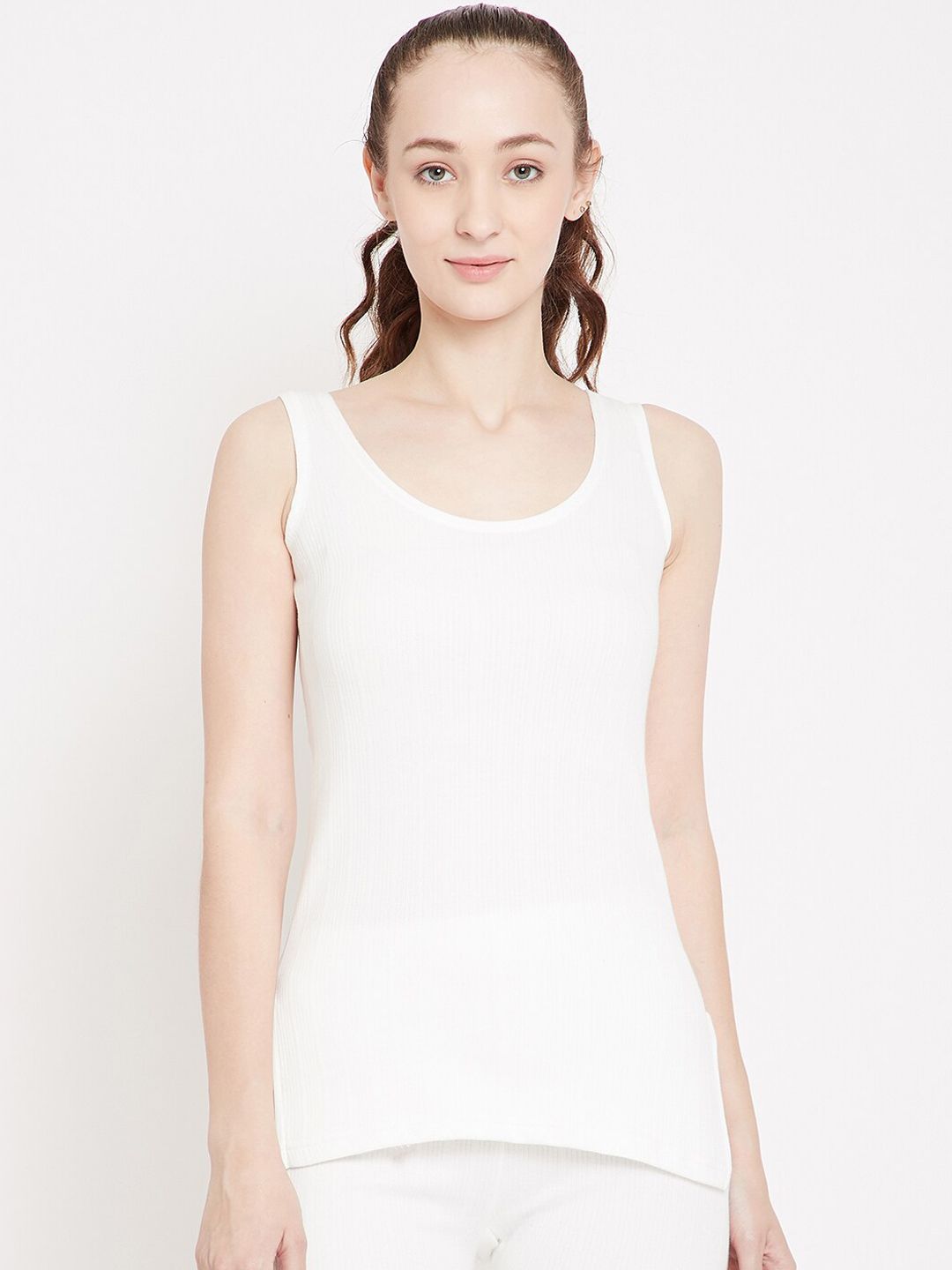 NEVA Women Off-White Solid Thermal Tops Price in India
