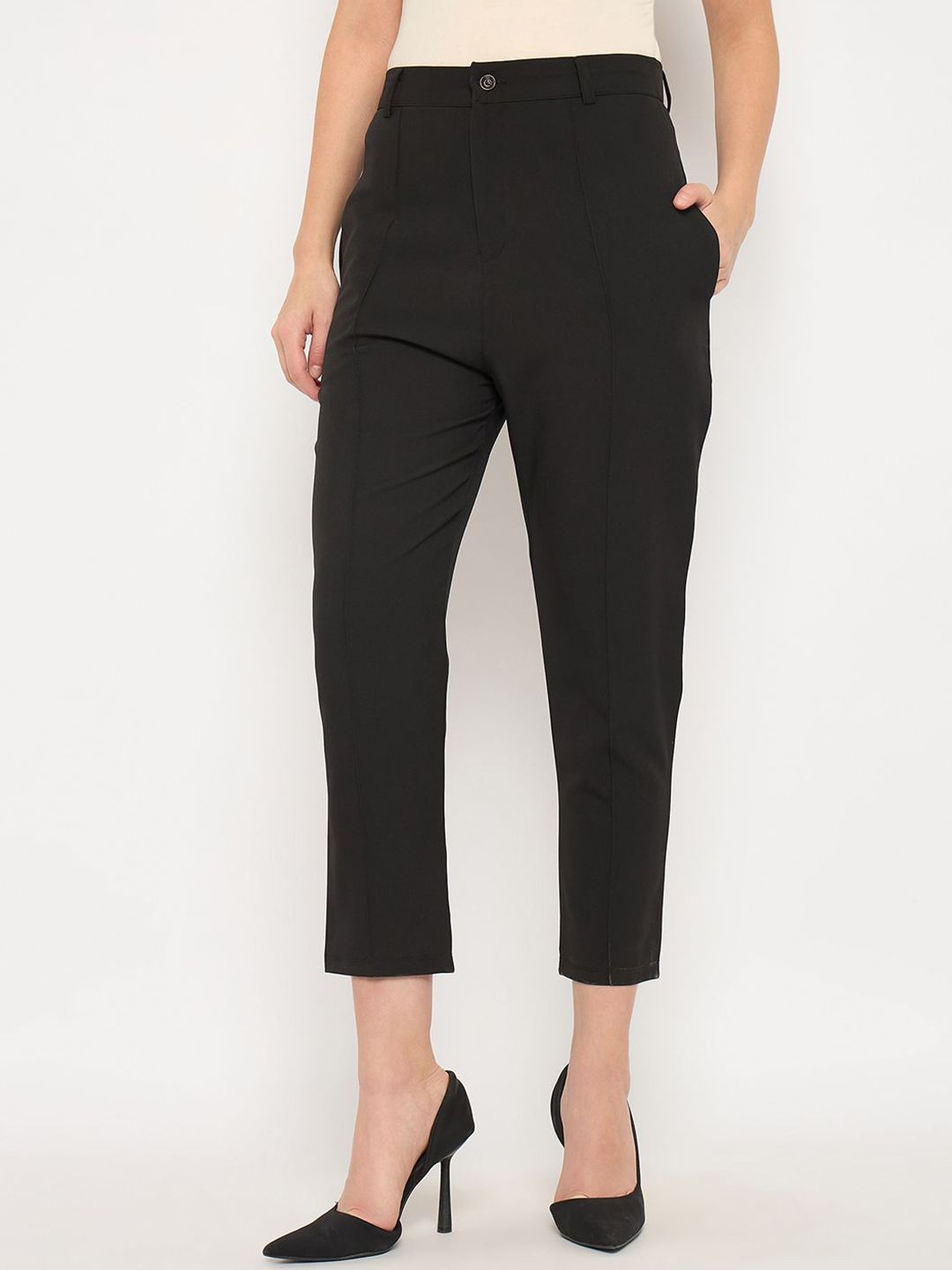 Camey Women Pencil High-Rise Regular Fit Cropped Trousers