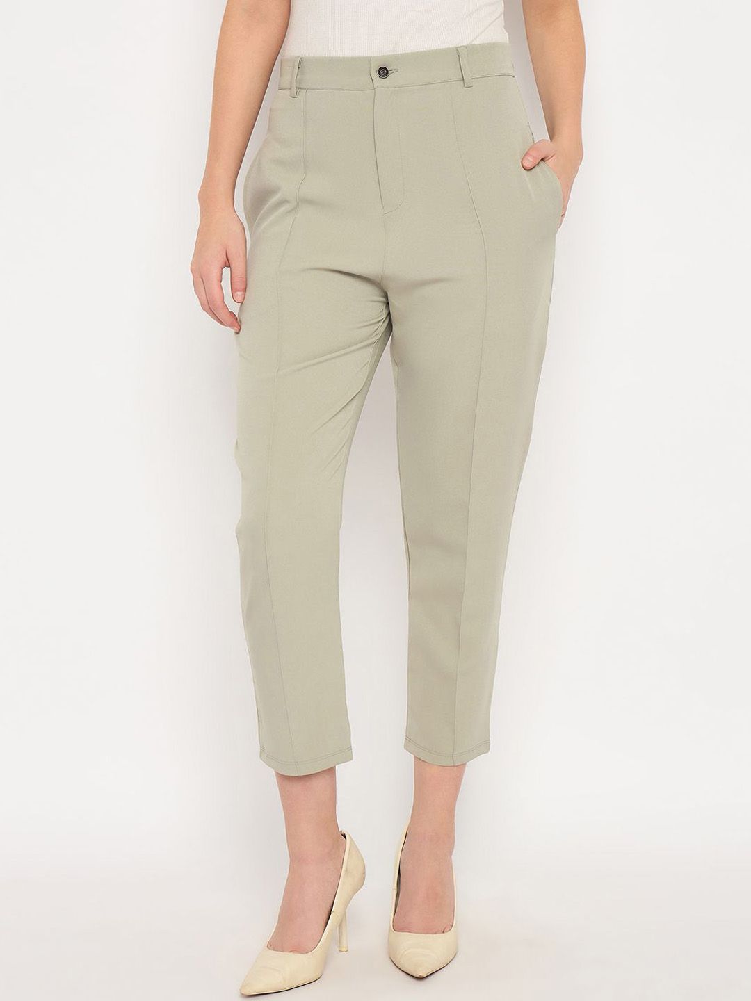 Camey Women Pencil Tapered Fit High-Rise Pleated Trouser