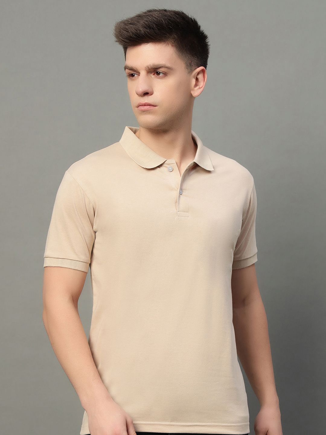SZN Men Polo Collar Raw Edge T-shirt