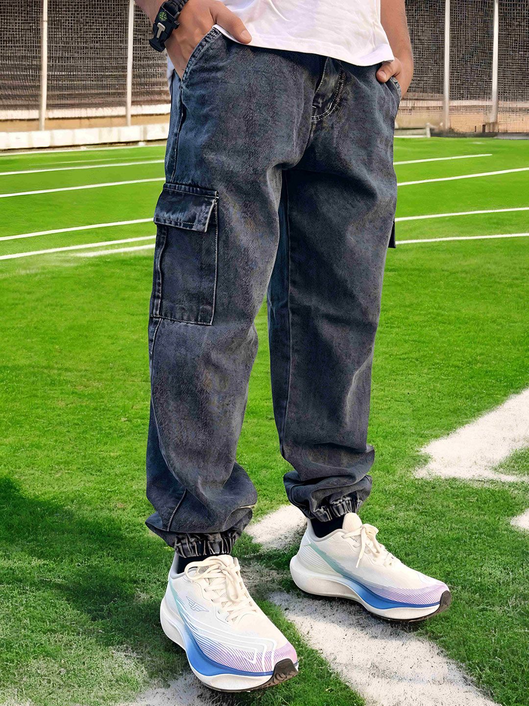 styzon Men Loose Jogger Mid-Rise Jeans