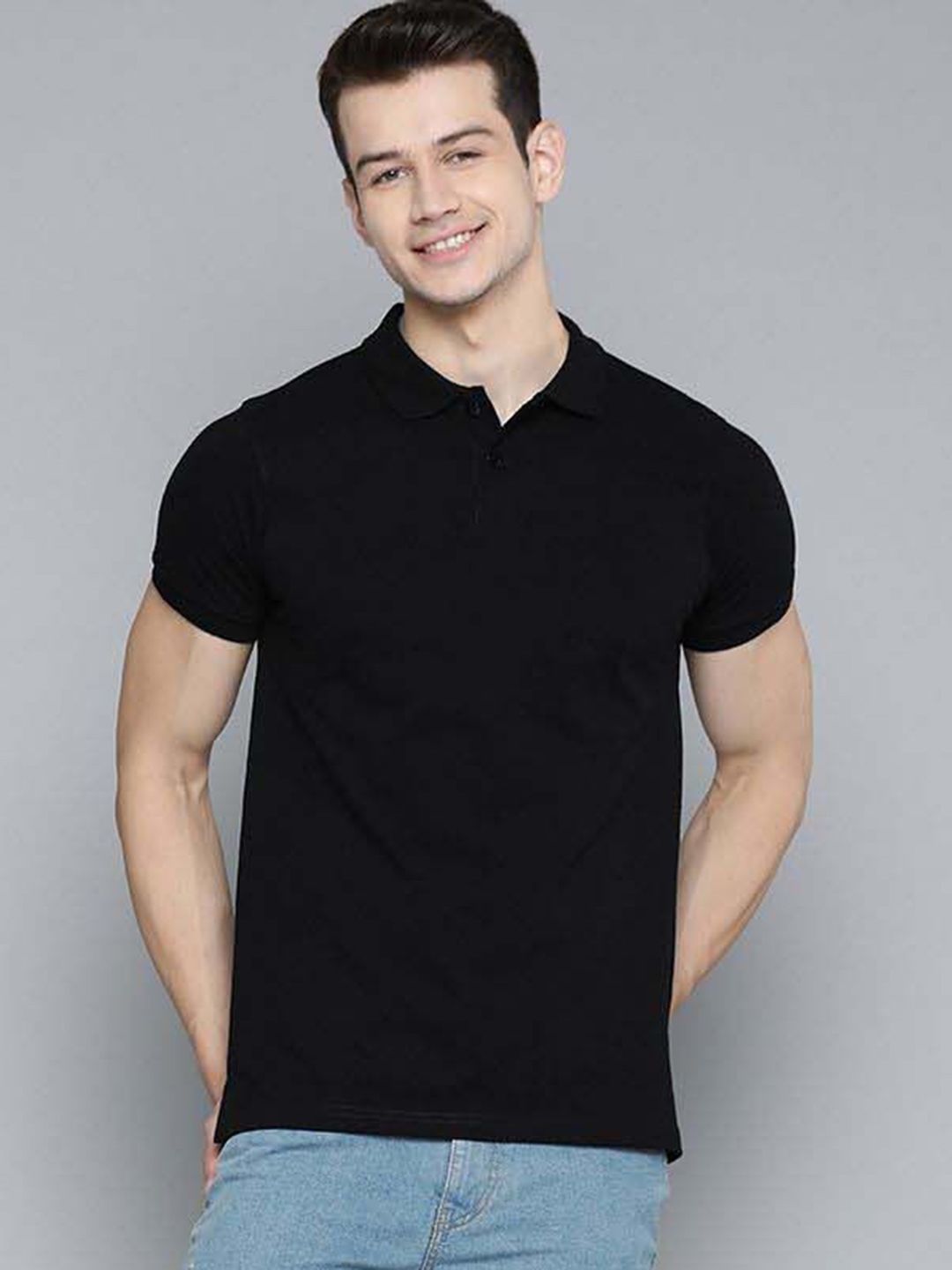 Organic Chics Men Dri-FIT Solid Polo Collar Slim Fit T-shirt