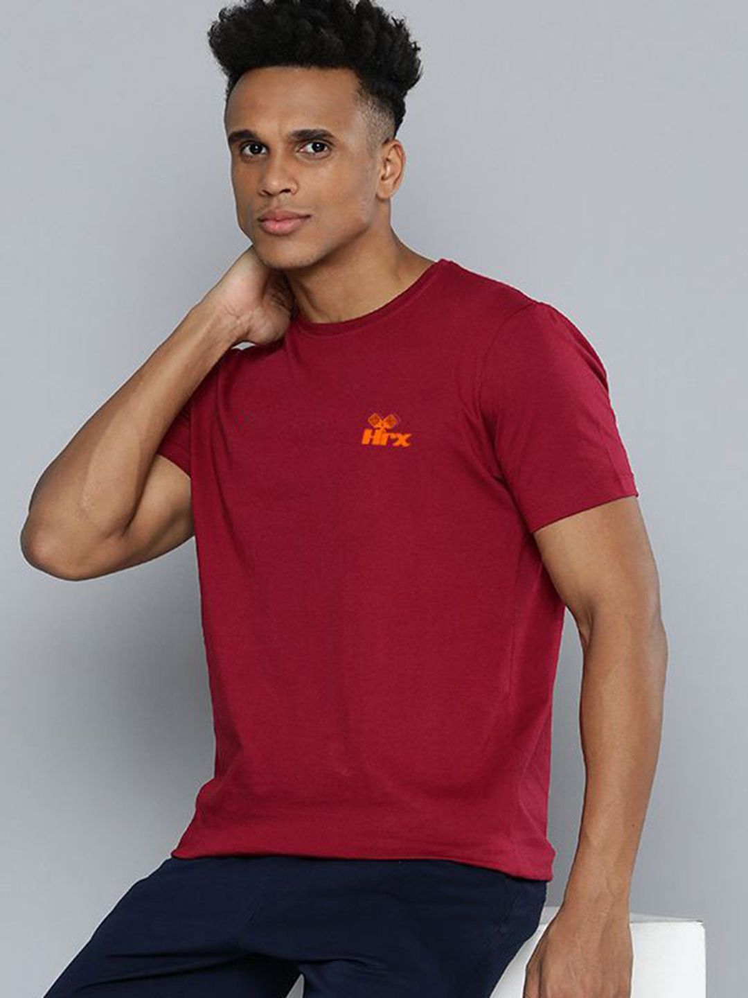 HRX by Hrithik Roshan Men Typography Printed Round Neck Slim Fit Pickleball Sports T-Shirt
