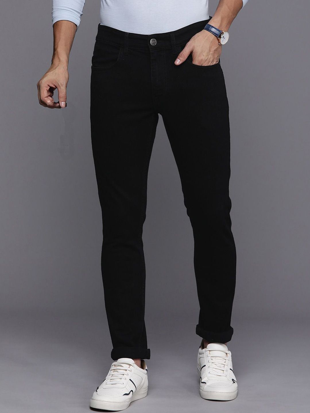 fineblu Men Slim Fit Slash Knee Stretchable Jeans