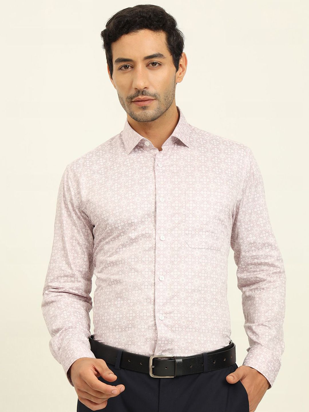 METAL Men Floral Printed Cotton Slim Fit Formal Shirt