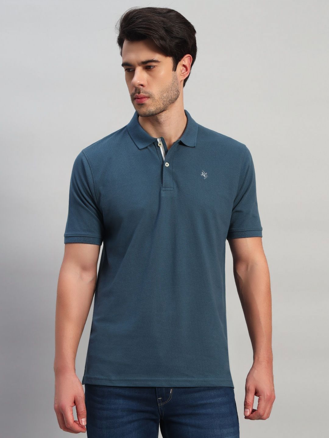 Cantabil Men Solid Polo Collar Slim Fit T-shirt