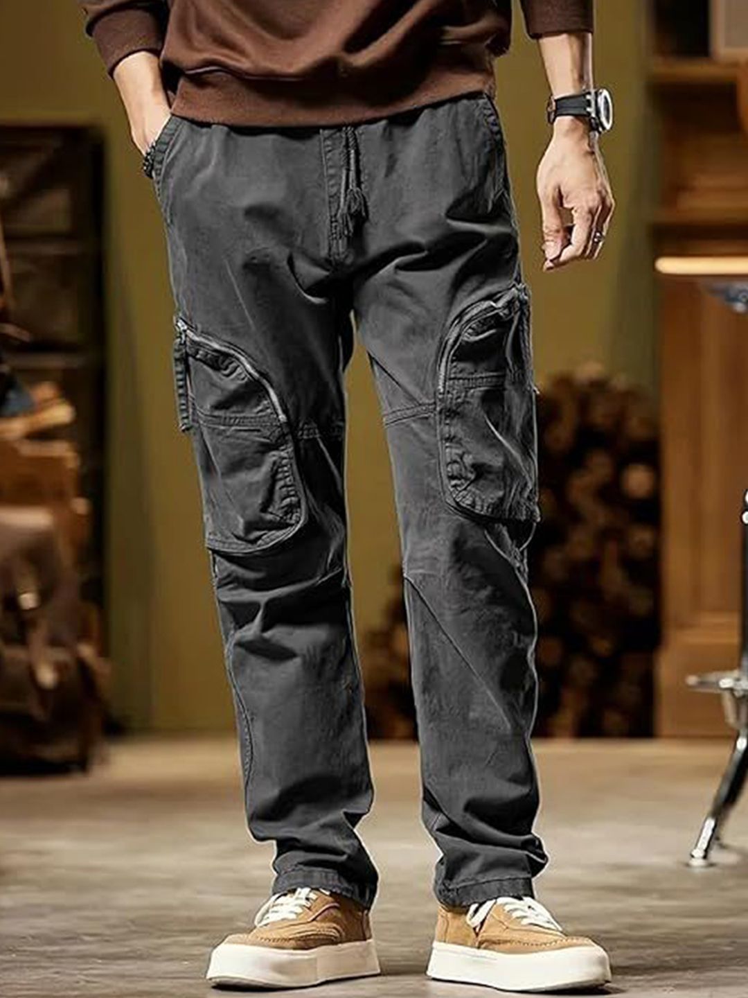 Buy R.Code by The Roadster Life Co. Men Flat-Front Cargo Trousers