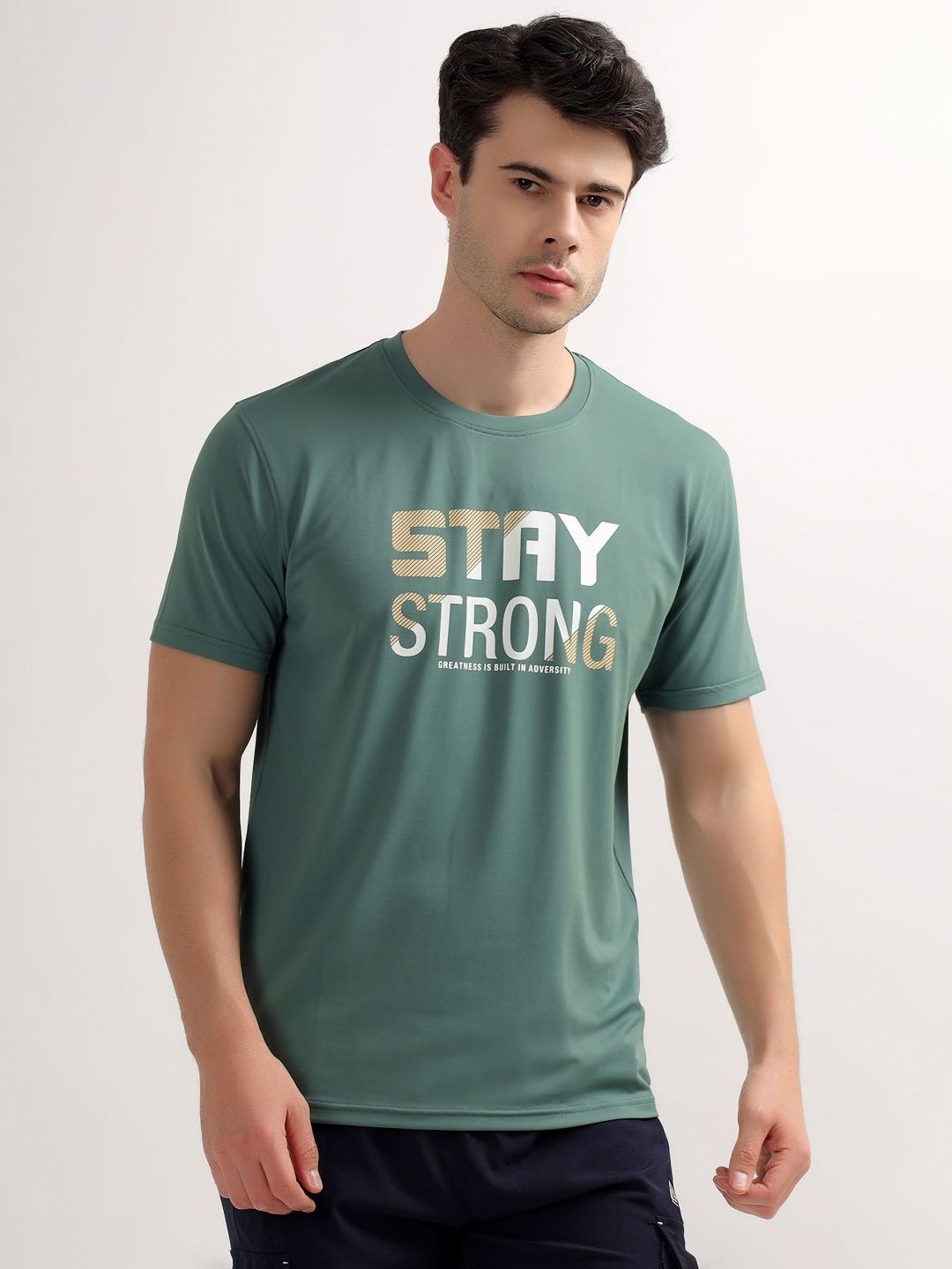Cantabil Men Typography Printed Round Neck Slim Fit T-shirt