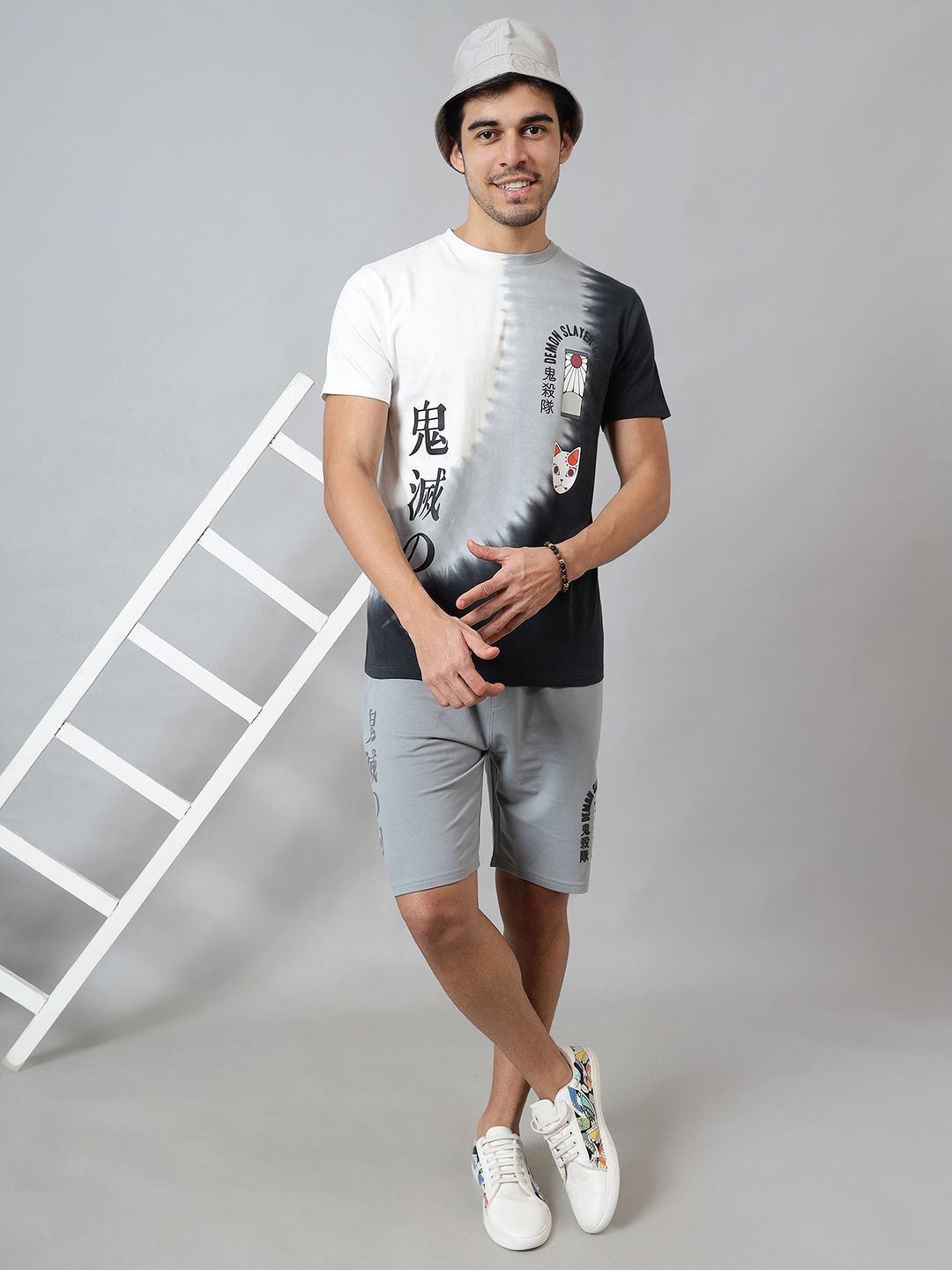 Free Authority Men Demon Slayer Anime Printed Round Neck T-shirt