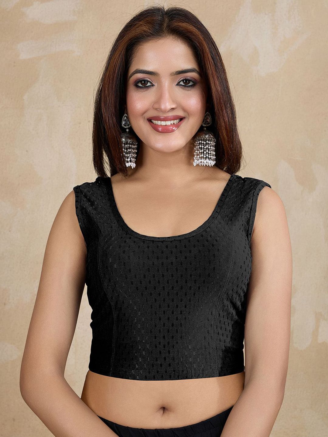 Trendmalls Women Cotton and Elastane Stitched Sleeveless Saree Blouse
