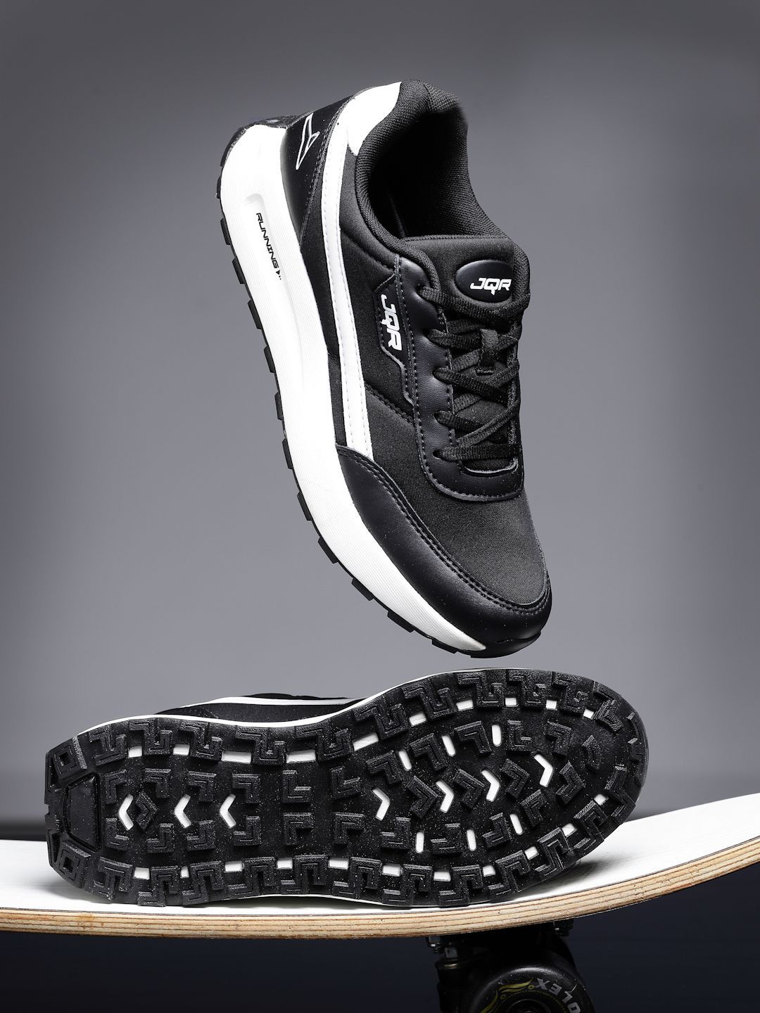 JQR Men Mesh Running Lace-Ups Air Cooled Memory Foam Non-Marking Shoes