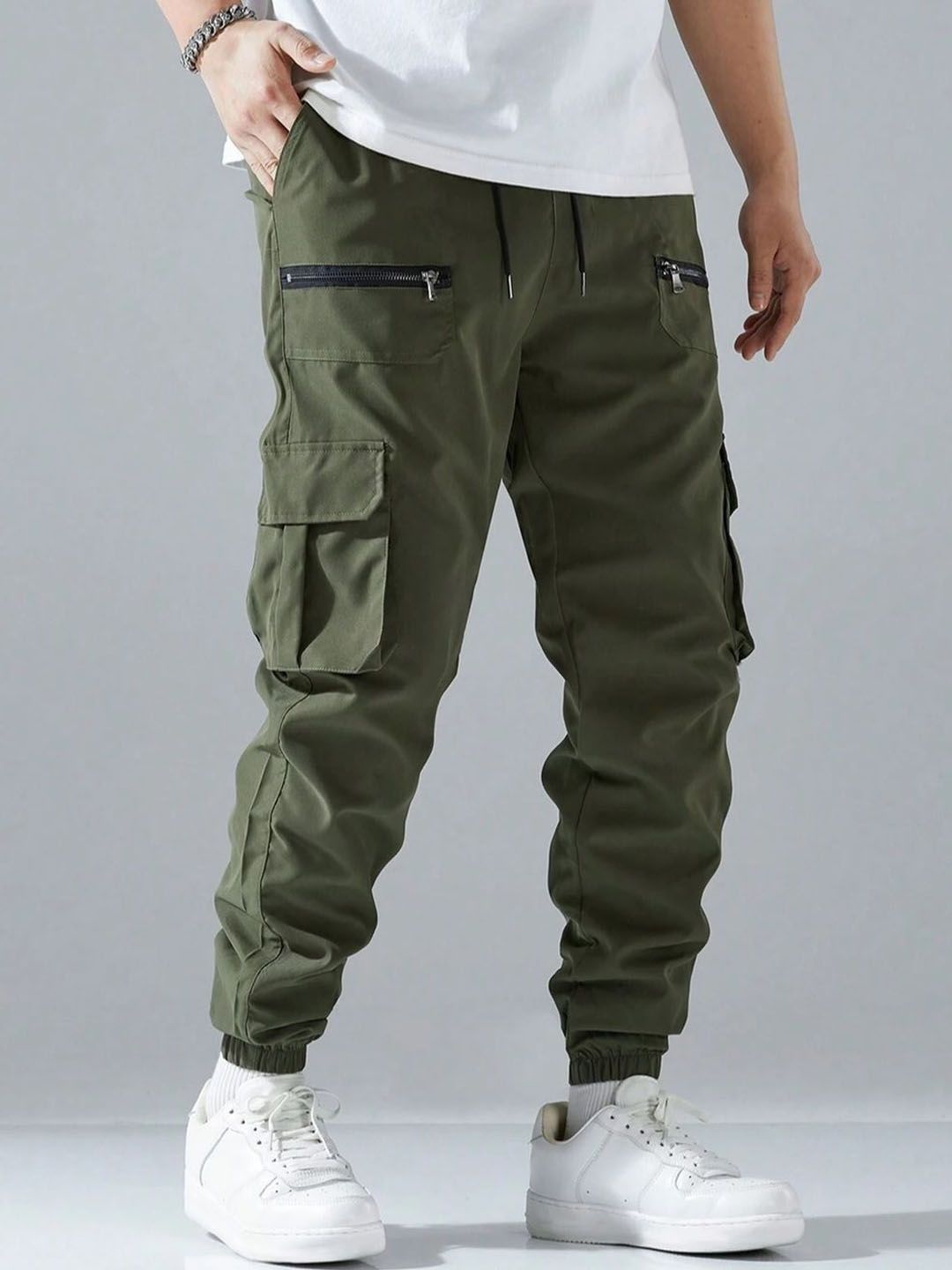 R.Code by The Roadster Life Co. Men High-Rise Cotton Cargos Trousers