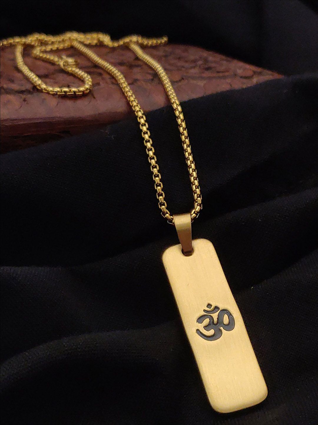 LAKSH Men Gold-Plated Spherical Pendants With Chains
