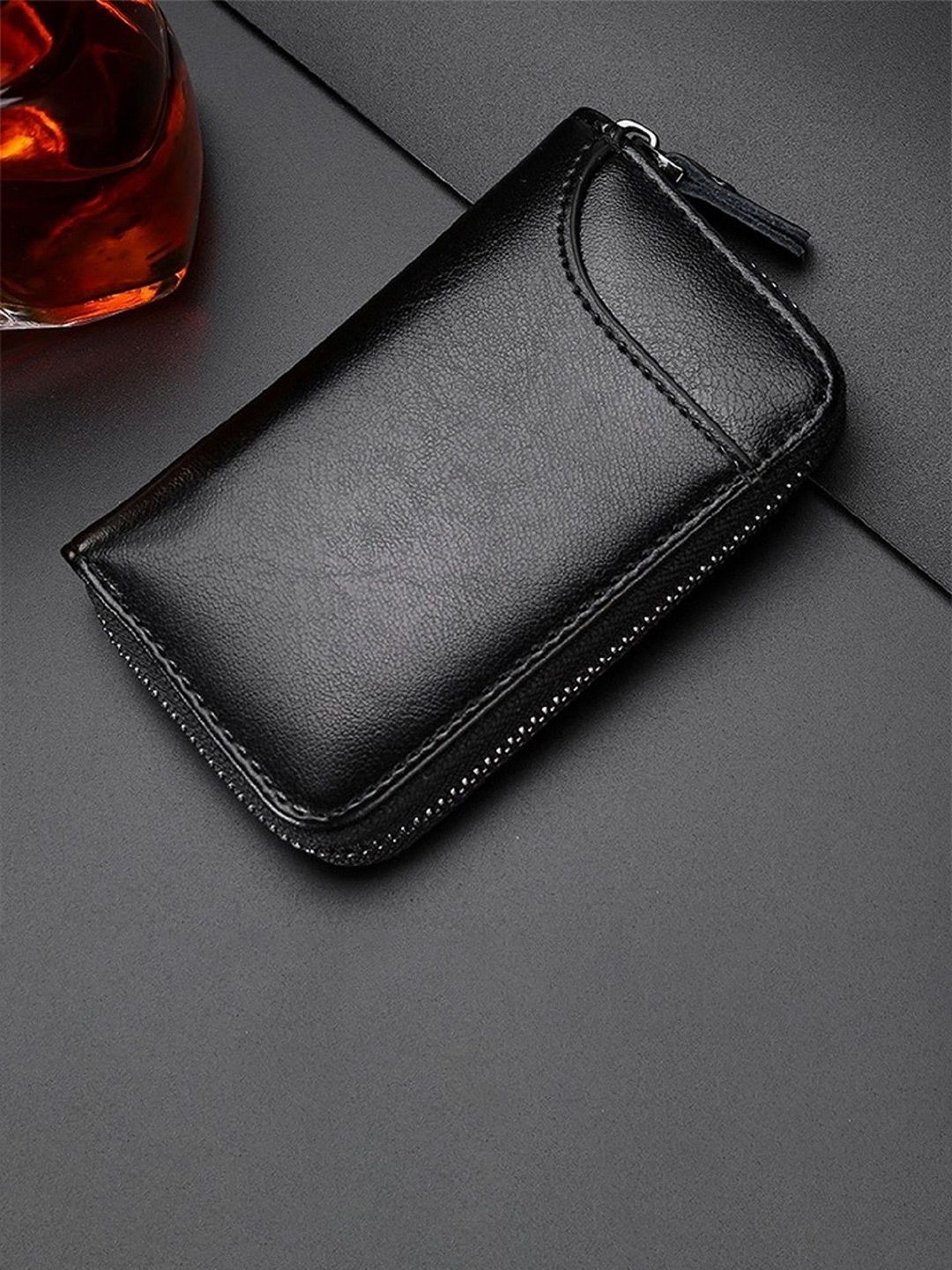 SZN Men Zip Detail Leather Card Holder