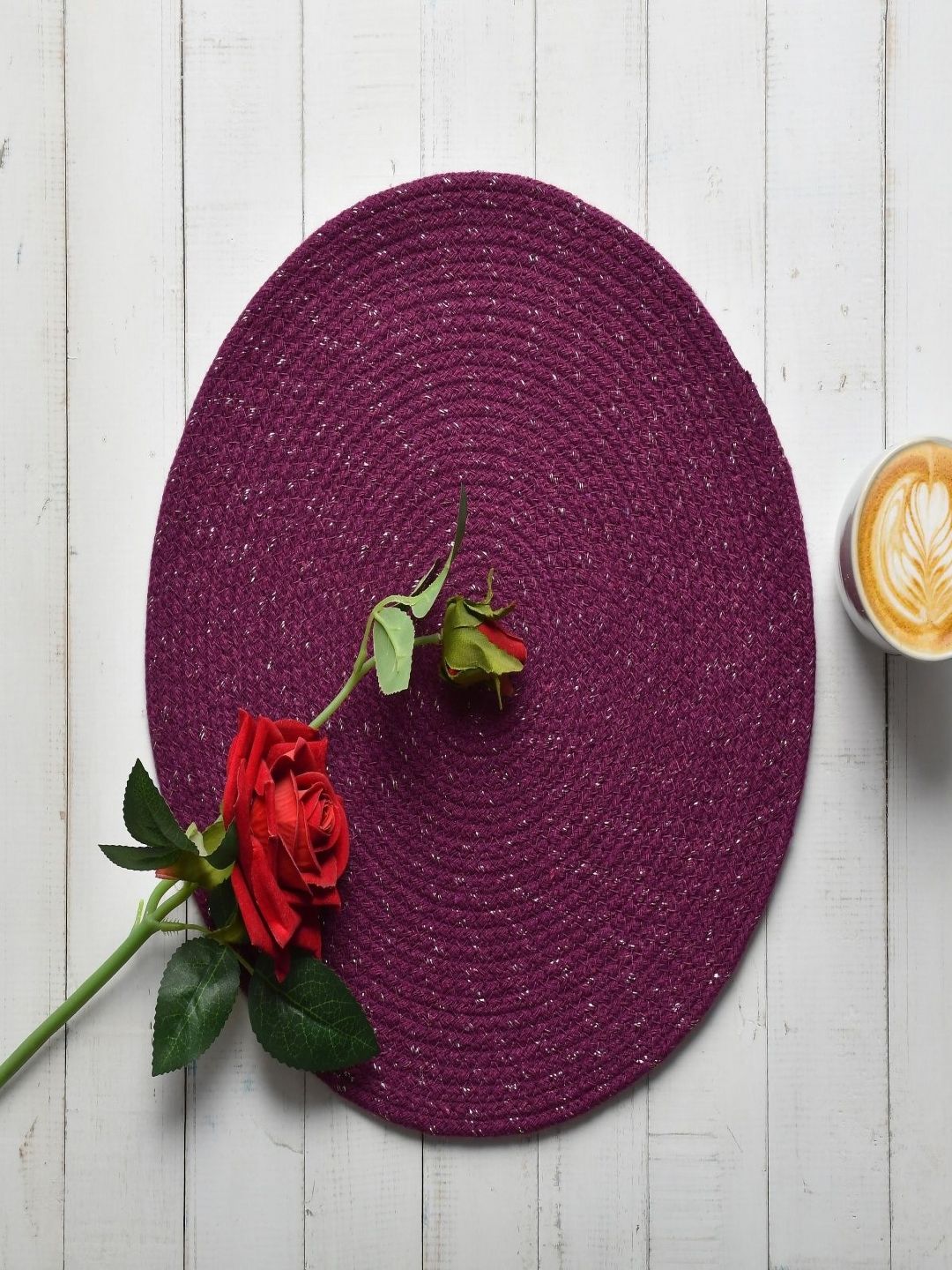 Aura 4-Pcs Purple Spiral Round Cotton Table Placemats