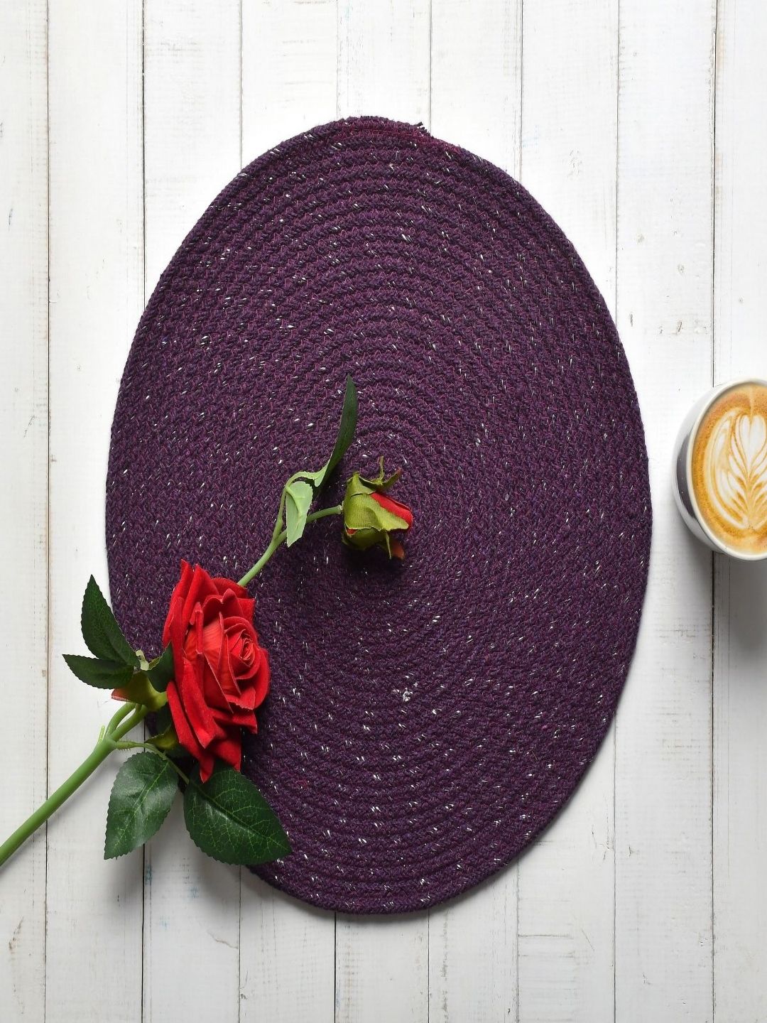 Aura 6-Pcs Purple Spiral Round Cotton Table Placemats