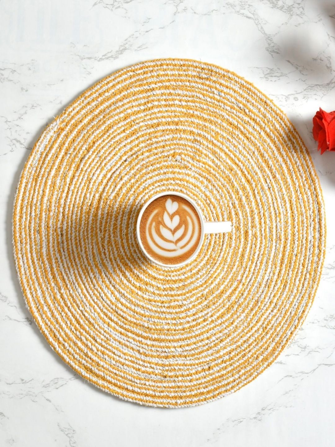 Aura 4-Pcs Coffee Spiral Round Cotton Table Placemats