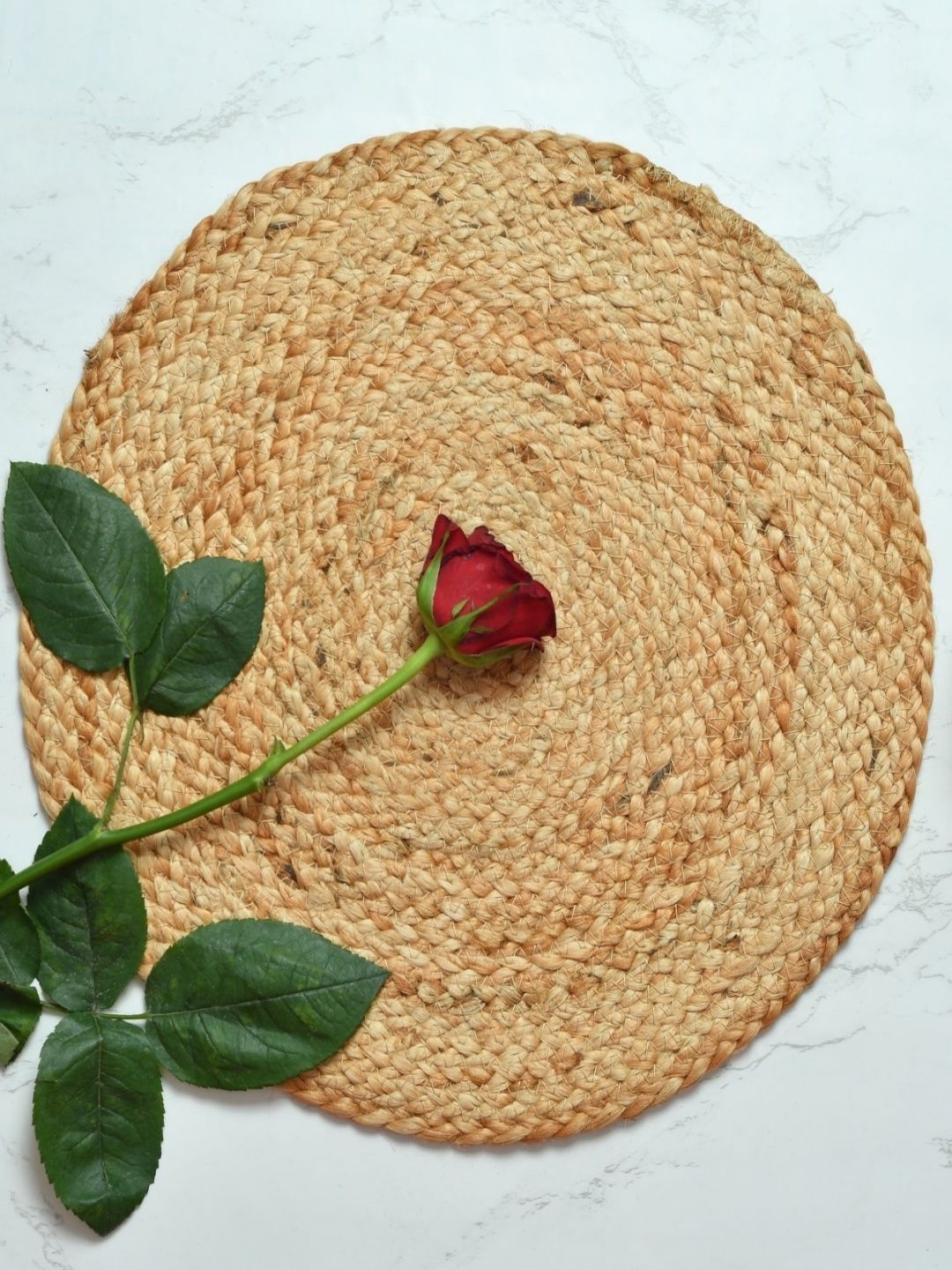 Aura 6-Pcs Beige Braided Round Jute Table Placemats