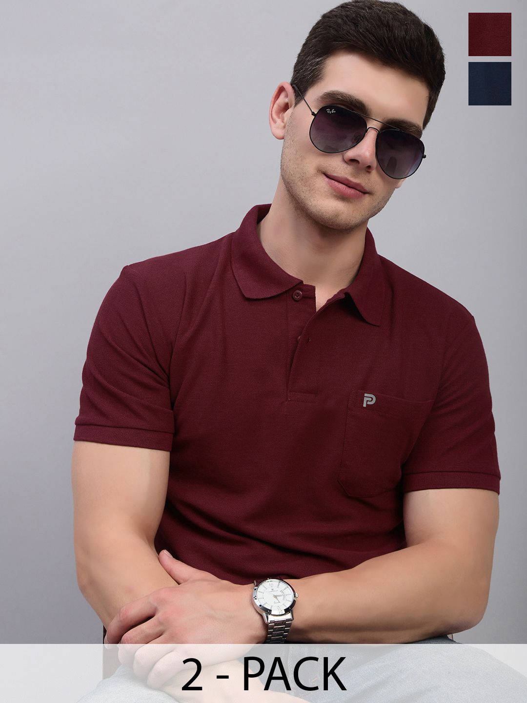 LUX PARKER Pack Of 2 Combed Cotton Polo Collar T-shirts