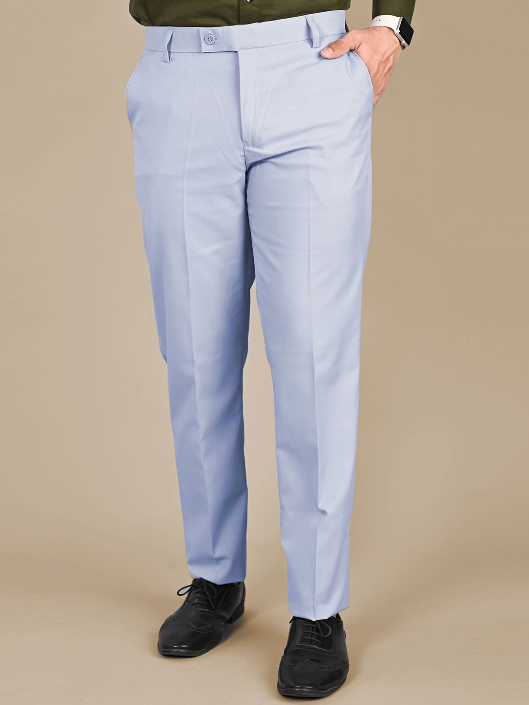 MANCREW Men Tailored Regular Fit Cotton Formal Trousers