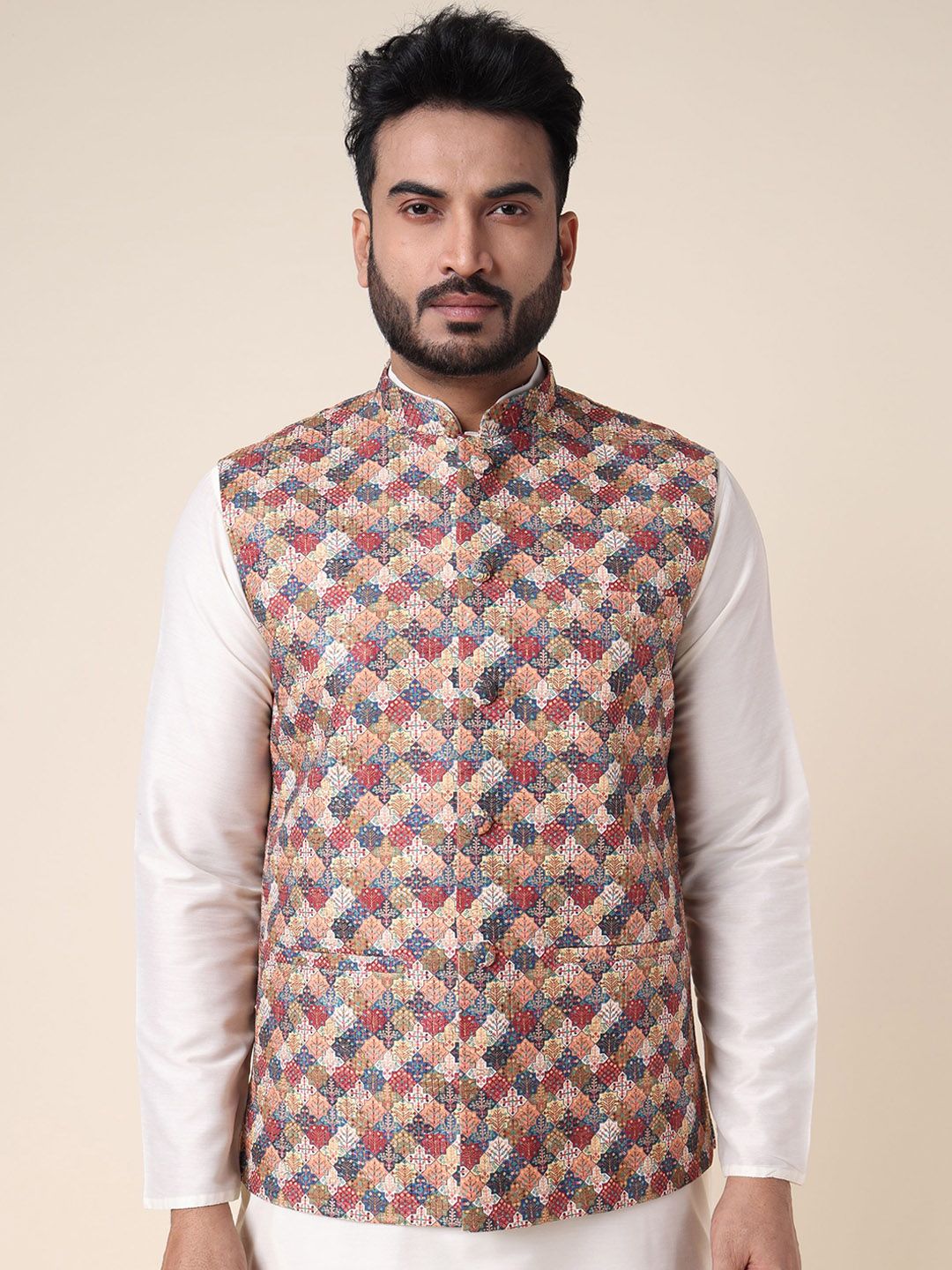 W & G Printed Nehru Jacket