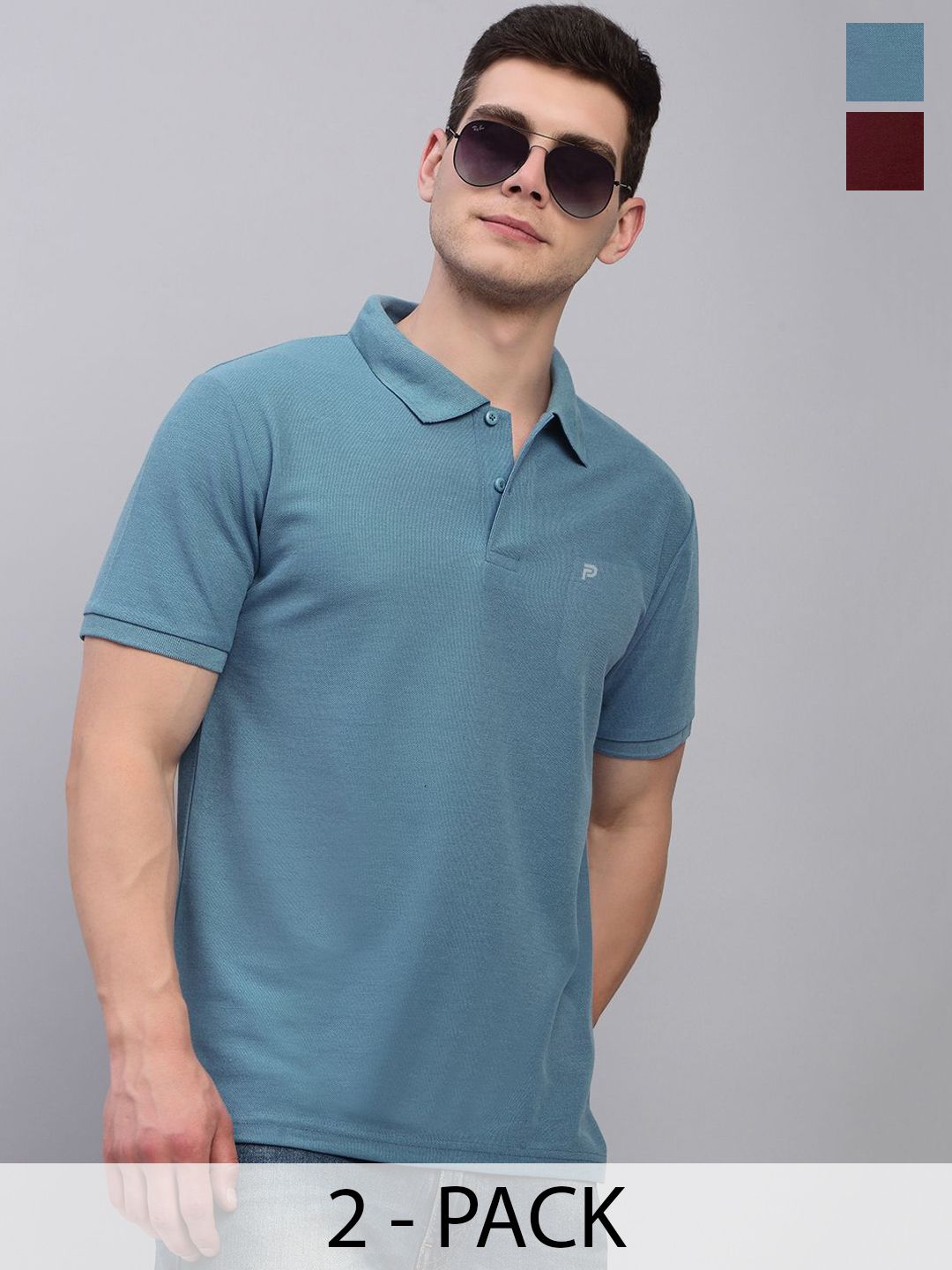 LUX PARKER Pack Of 2 Combed Cotton Polo Collar T-shirts