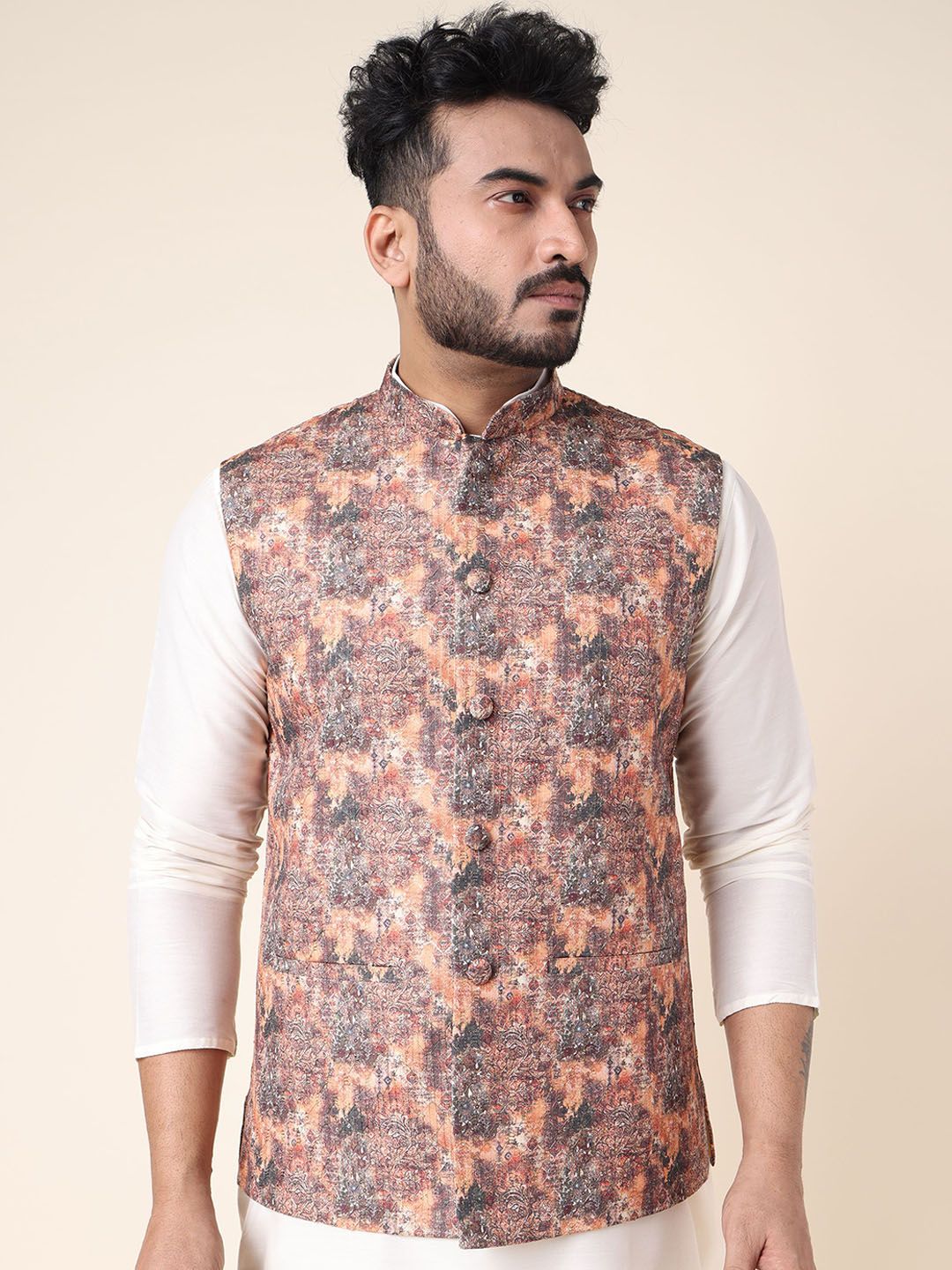 W & G Printed Nehru Jacket