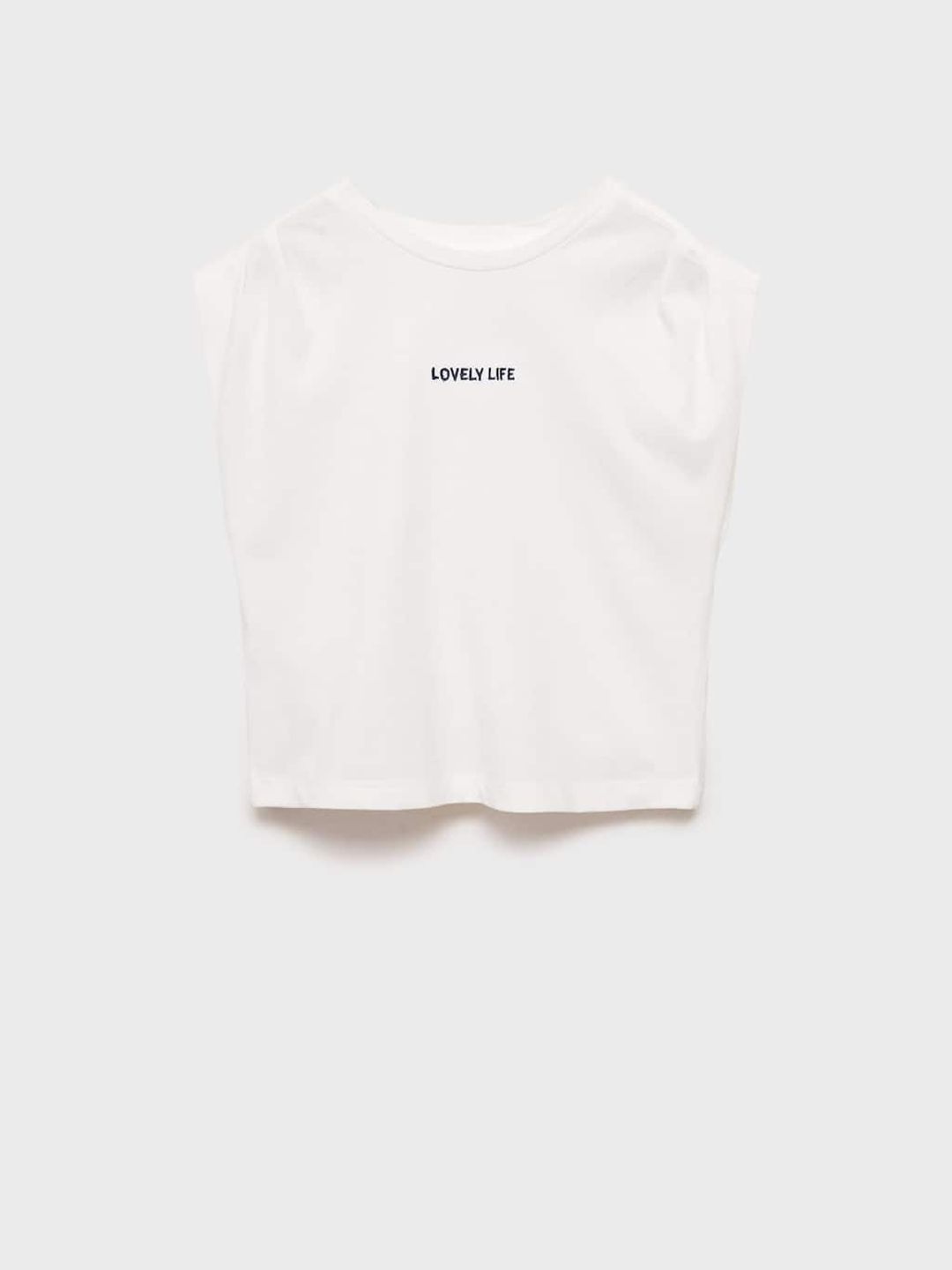 Mango Kids Girls Embroidered Detail Pleated Pure Cotton T-shirt