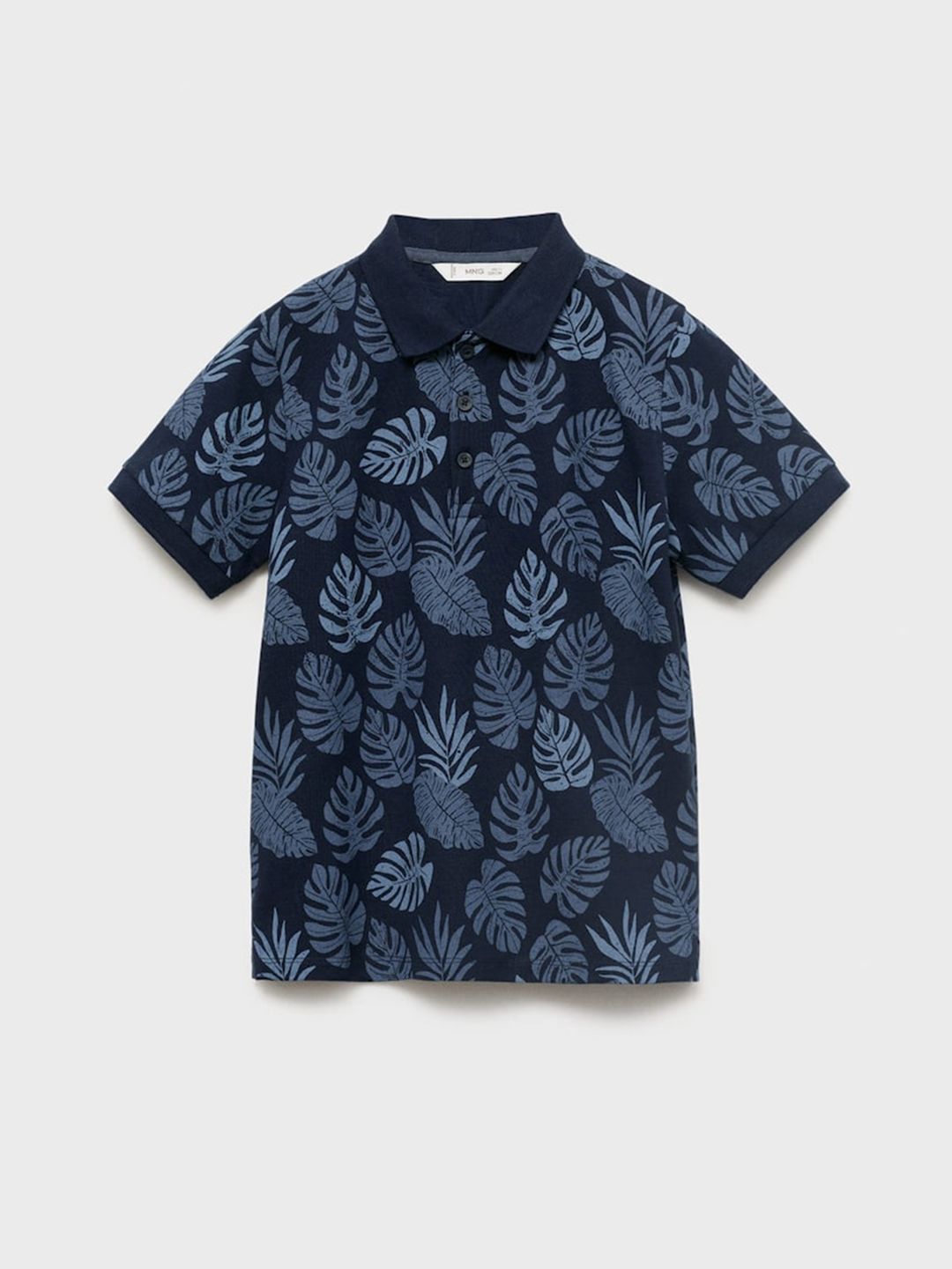 Mango Kids Boys Tropical Printed Polo Collar Pure Cotton T-shirt