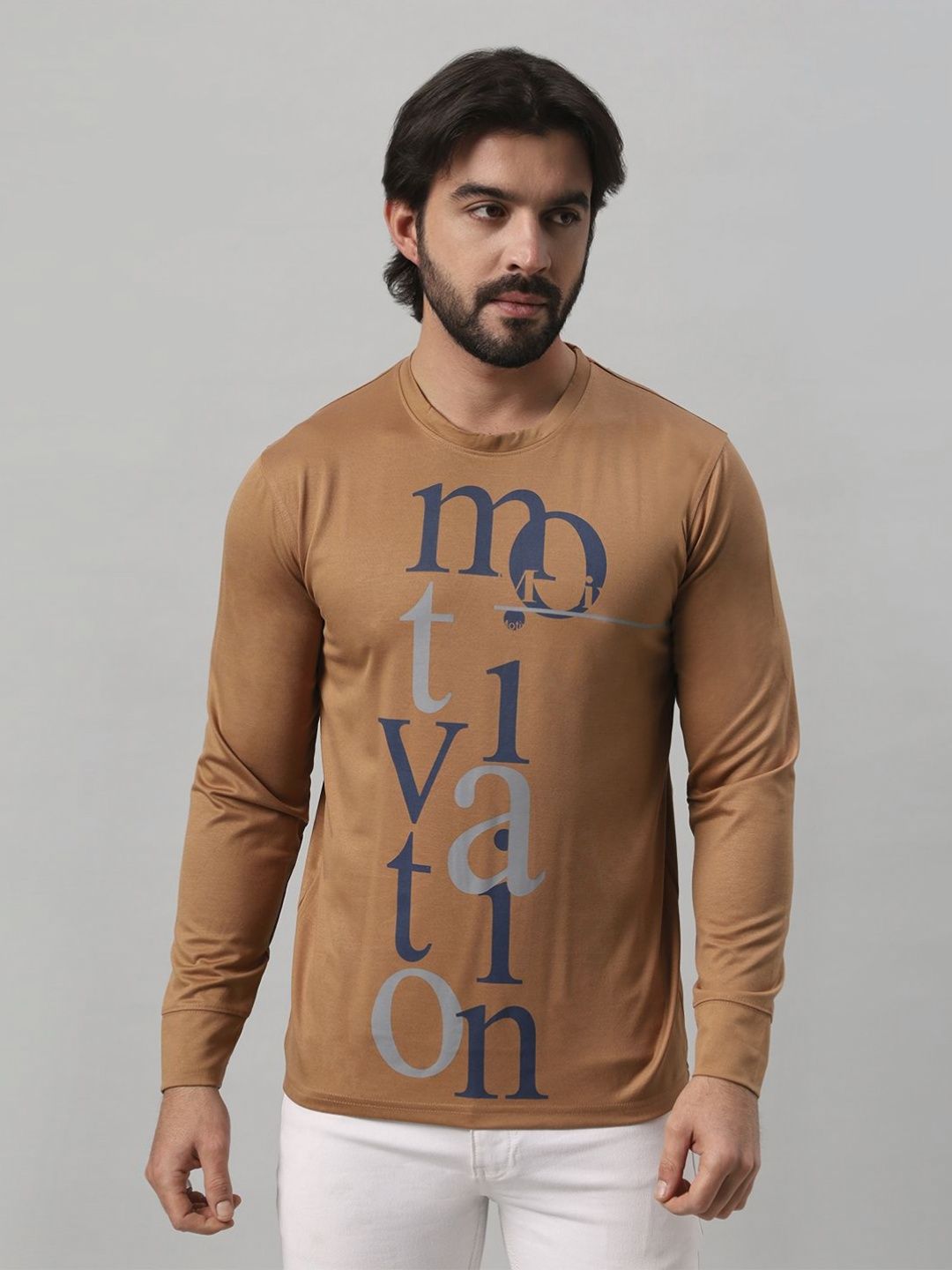 BE POSITIVE Men Typography Printed Round Neck T-shirt