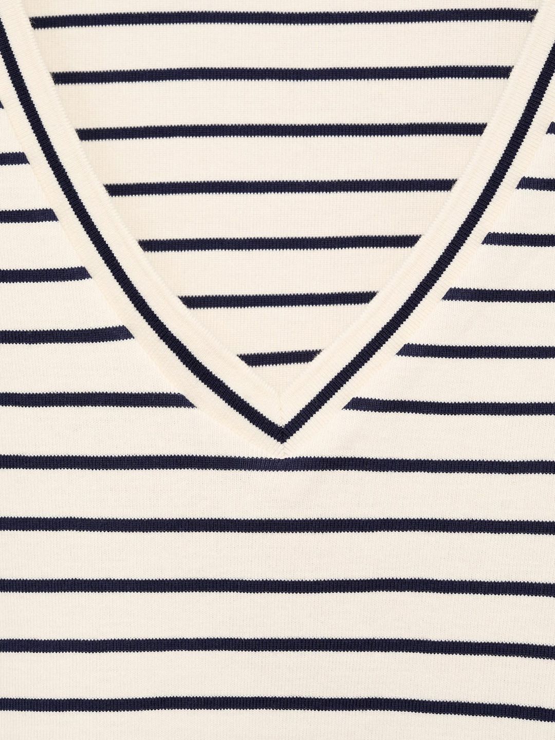 Striped Pure Cotton V-Neck T-shirt