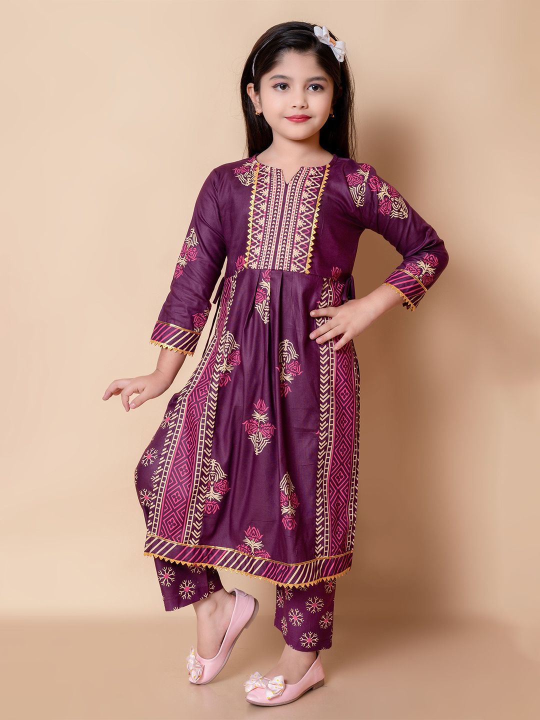 BARKAT DESIGNING PLANET Girls Printed Calf Length Kurta Set deal from myntra