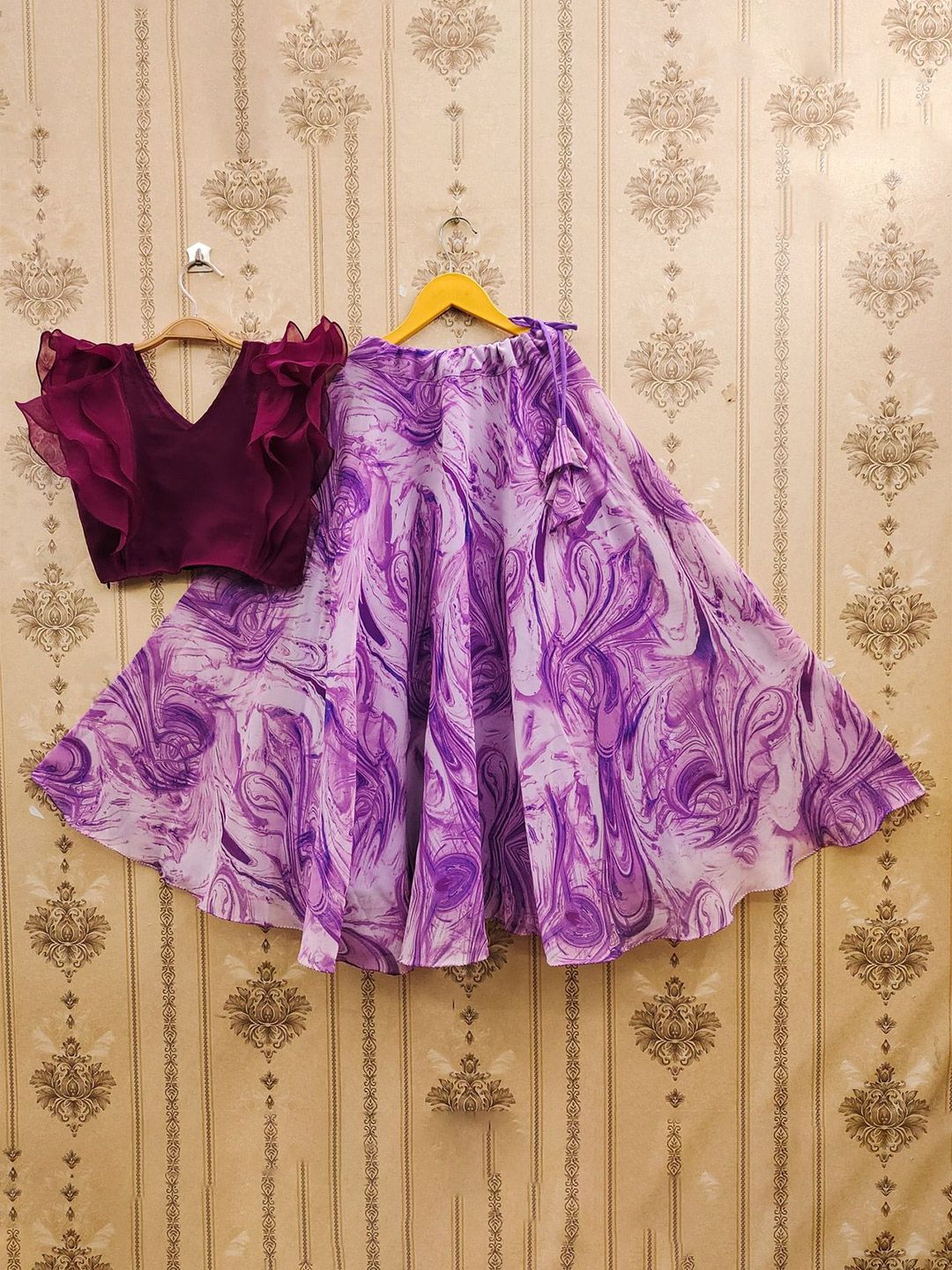 JOVK DESIGN Girls Tie and Dye Ready to Wear Lehenga &