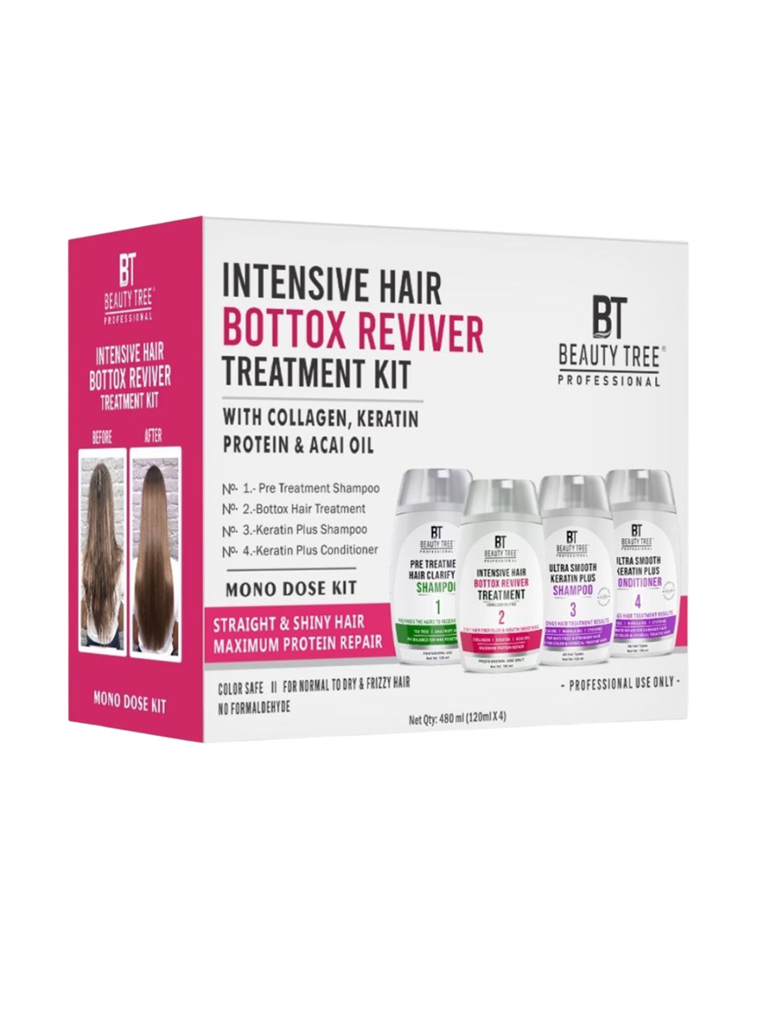 Buy Beauty Tree Set Of 4 Hair Bottox Reviver Kit Mono Dose With