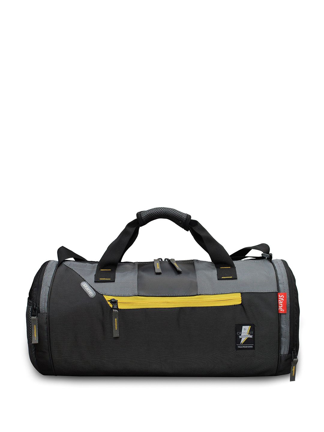 Sfane Black Medium Printed Sports Duffel Bag With Shoulder Straps