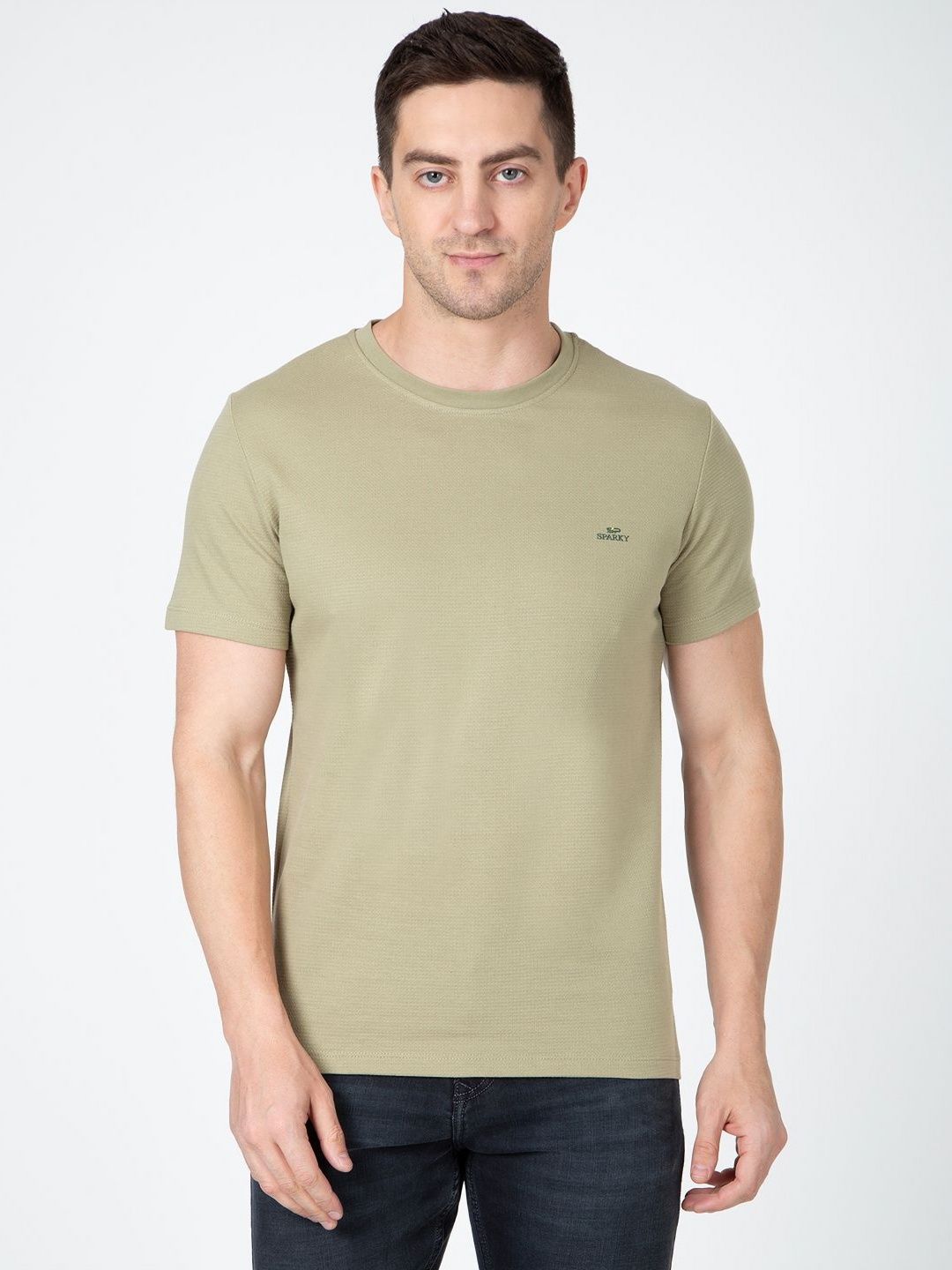Sparky Men Solid Round Neck Cotton T-shirt